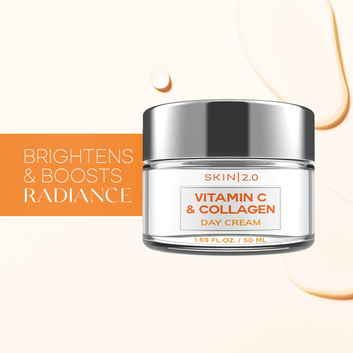 Vitamin C & Collagen Face Moisturizer - Anti-Aging, Skin Tightening & Brightening Cream - Dermatologist Tested, Clean Beauty, Cruelty-Free Korean Skincare for Dry, Oily & Sensitive Skin - 1.69 Fl Oz - Perfect for Day & Night Use, Travel-Friendly Size
