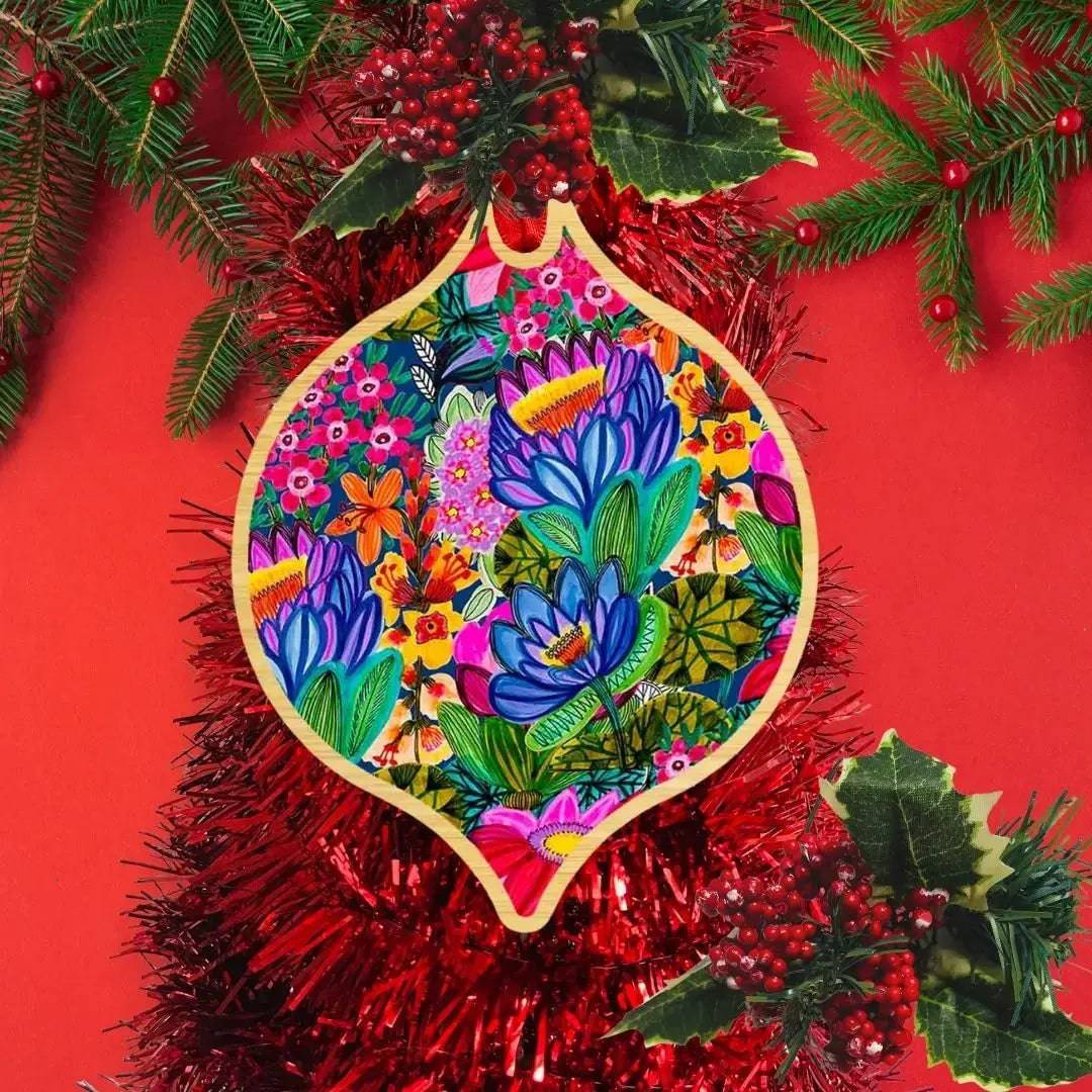 Lotus Flower Australian Christmas Ornament & Greeting Card - Perfect for Holiday Decorations and Festive Gifting