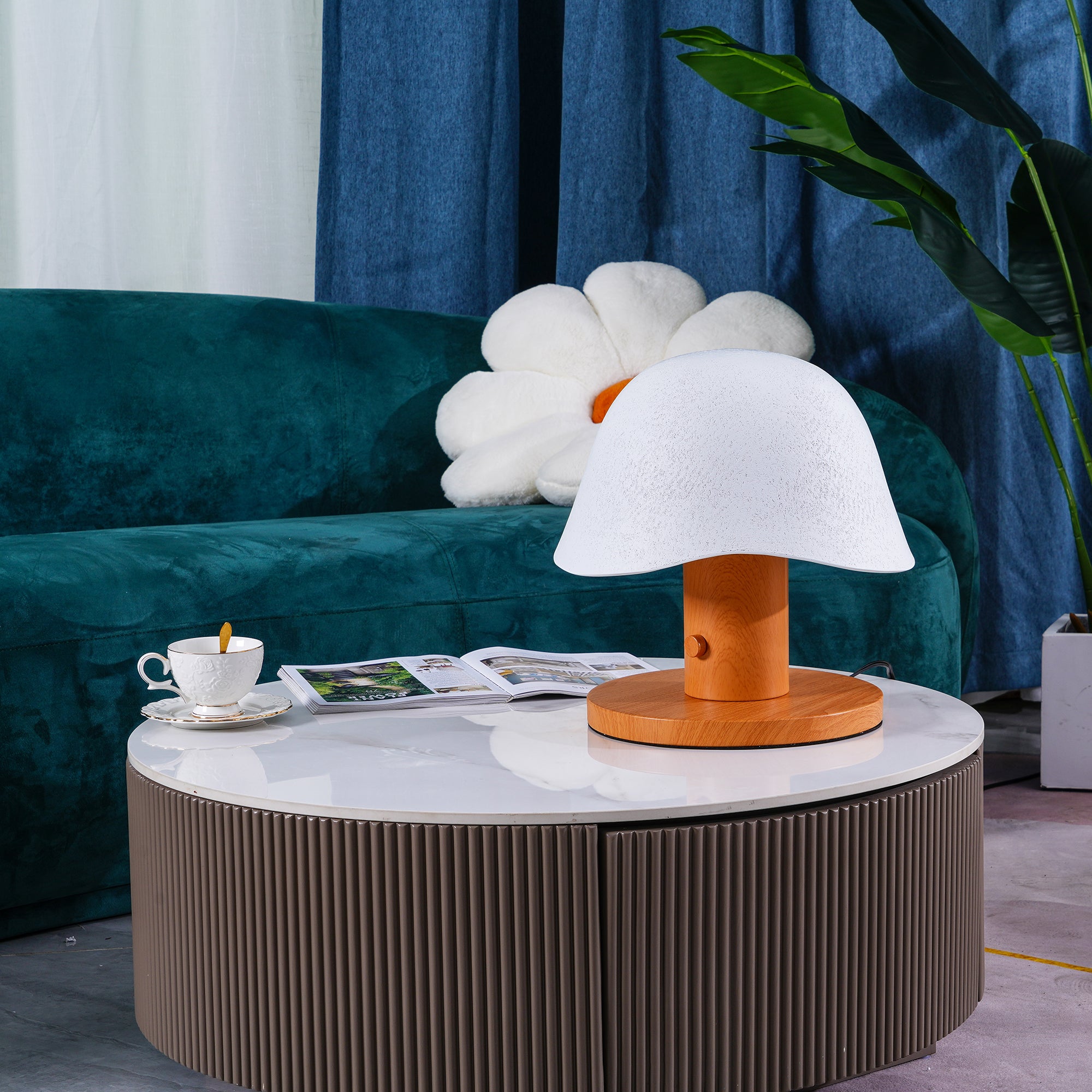 Eco-Friendly Mushroom Shaped Table Lamp - Modern LED Night Light for Bedroom, Living Room, Nursery & Office Decor