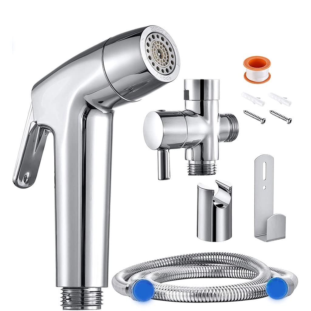 GRETD Toilet Bidet Sprayer with 1.2M Hose - Easy Install Handheld Shower Spray for Feminine Hygiene & Bathroom Cleaning (Color: Chrome) - Perfect for Postpartum Care, Travel & RV Use