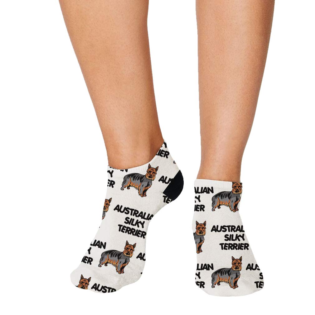 Speedy Pros No Show Socks - Breathable Polyester Ankle Socks for Women & Men | Australian Silky Terrier Dog Pattern | Comfortable & Fun Design for Casual Wear, Sports & Daily Use