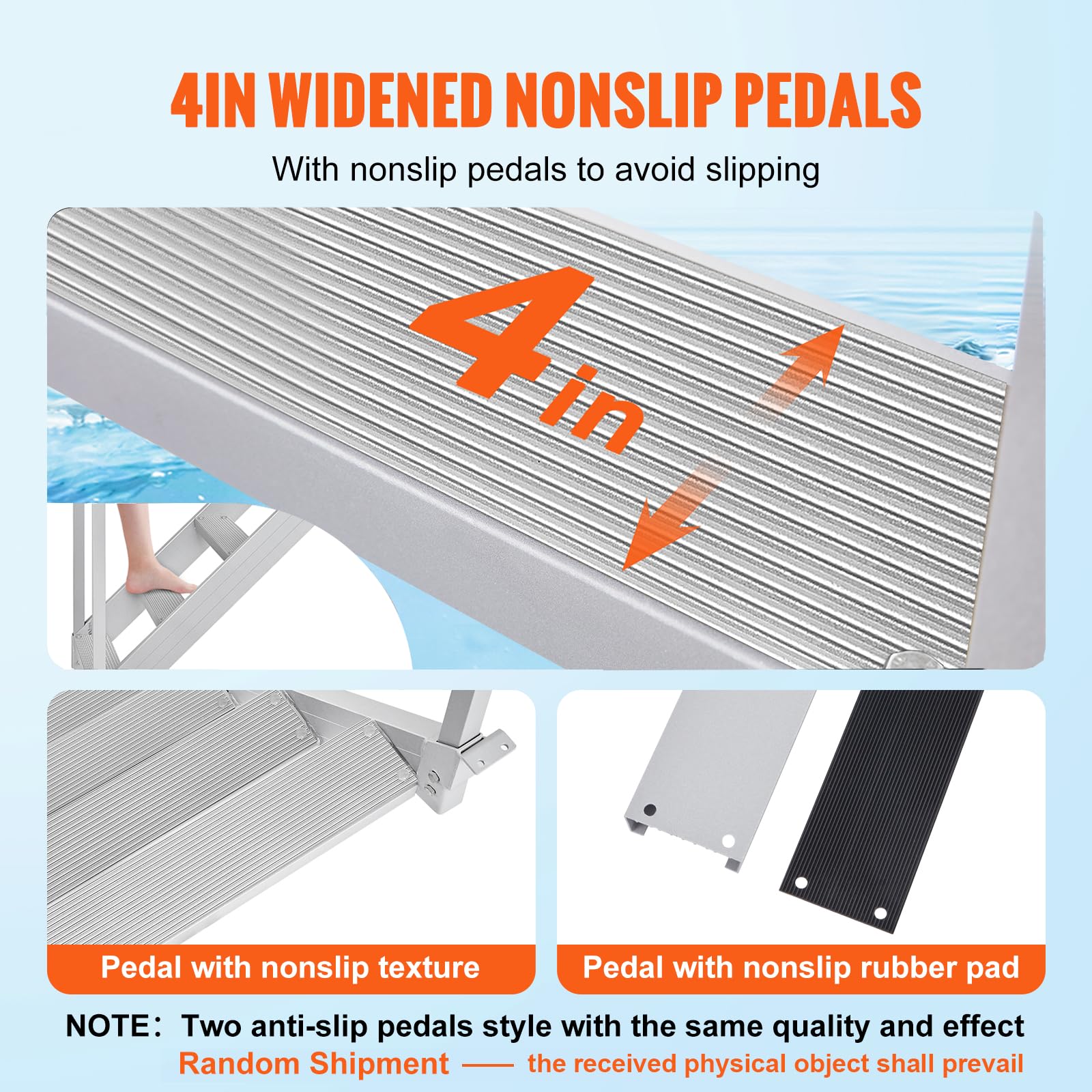 VEVOR 4-Step Adjustable Aluminum Dock Ladder for Boats, Lakes, Pools & Marine Boarding - 30