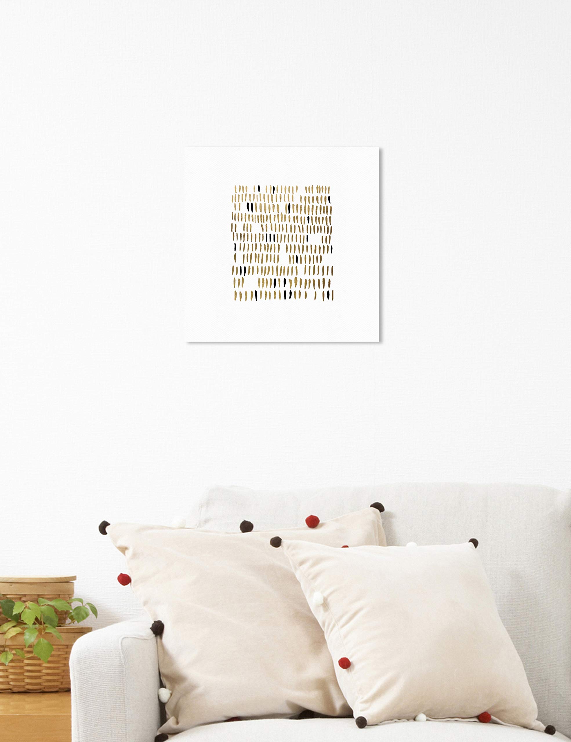 Oliver Gal Artist Co. Abstract Teeth Wall Art Canvas Print - 12x12 Inches Gold & White Modern Home Decor for Living Room, Bedroom, or Office