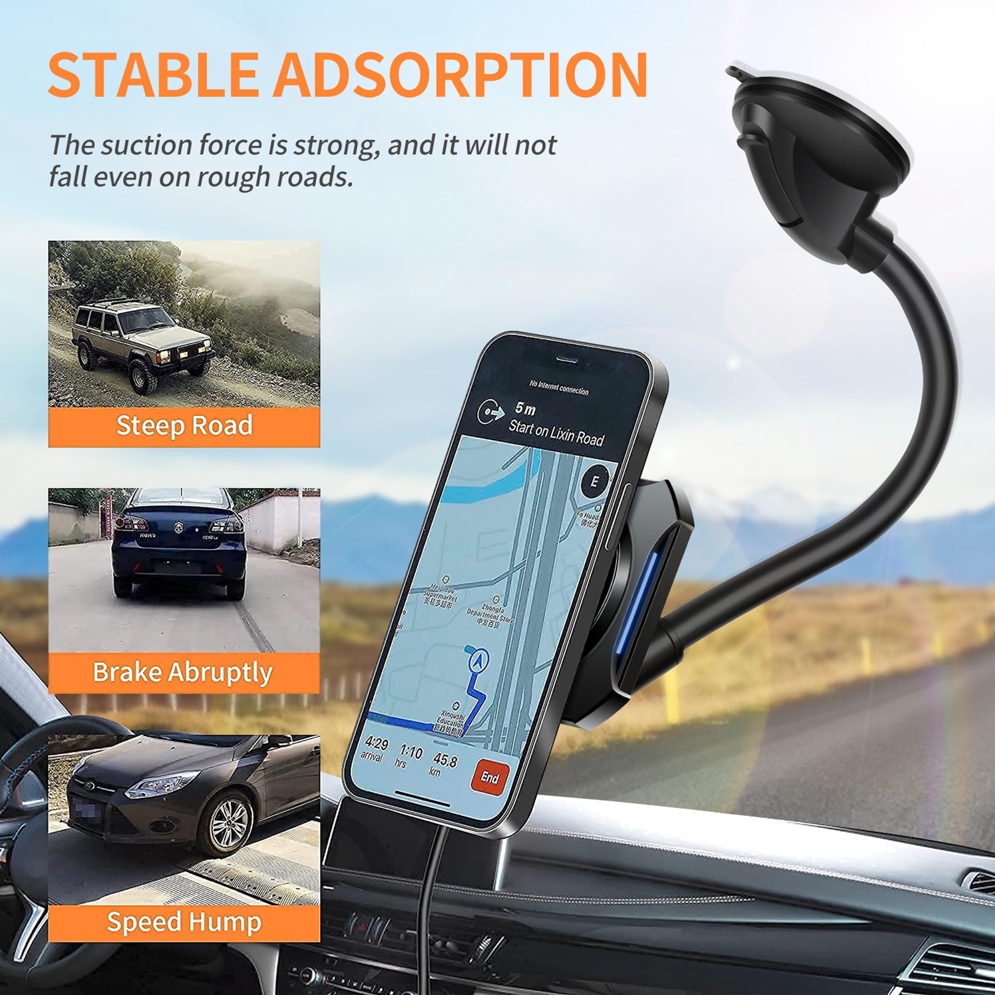 OTAO Magsafe Car Mount Wireless Charger - Fast Charging Magnetic Phone Holder for iPhone 15/14/13/12 Pro Max - Air Vent & Dashboard Car Accessories - Perfect for Commuting & Road Trips