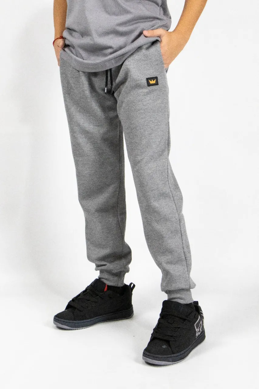 Jogging Kingpin Kids Classic Light Gray Sneakers with Crown Design - Perfect for School, Play & Everyday Wear