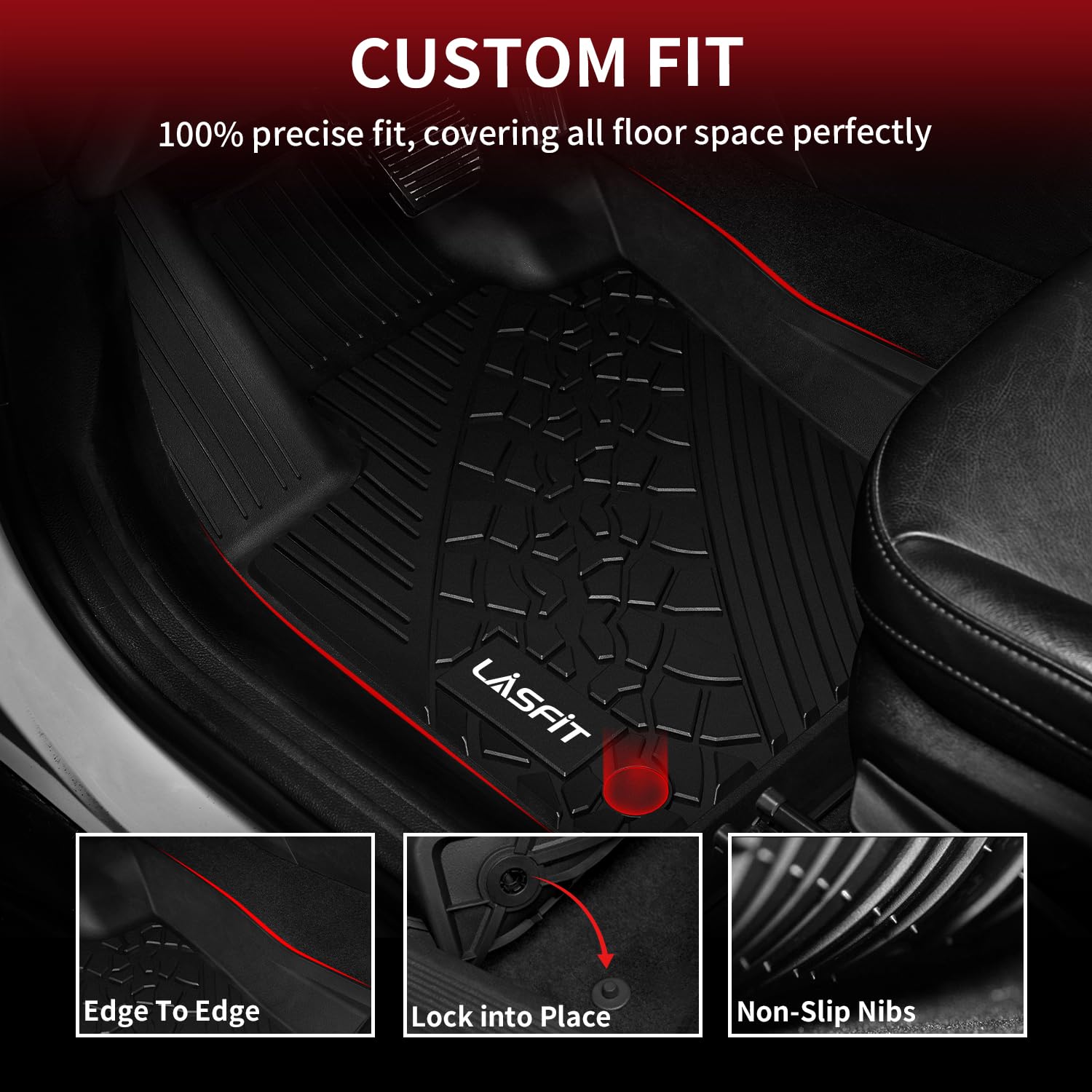 LASFIT Custom Fit All-Weather TPE Floor Mats for Jeep Renegade 2015-2023 - 1st & 2nd Row Black Car Floor Liners | Durable Protection for Off-Road, Daily Commute & Family Trips