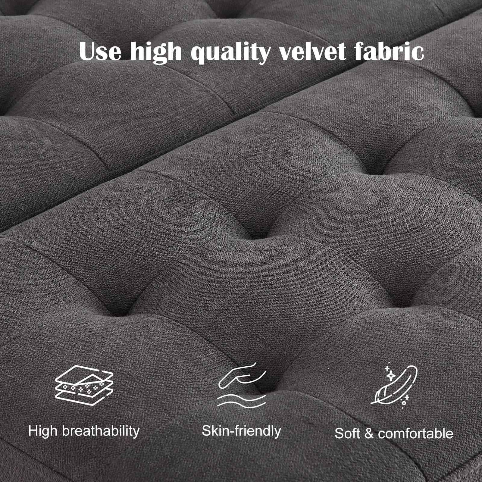 GARVEE 33 Inch Square Lift Top Storage Ottoman Coffee Table - Upholstered Tufted Design with Solid Wood Frame & Velvet Fabric - Perfect for Living Room, Lounge, and Home Decor