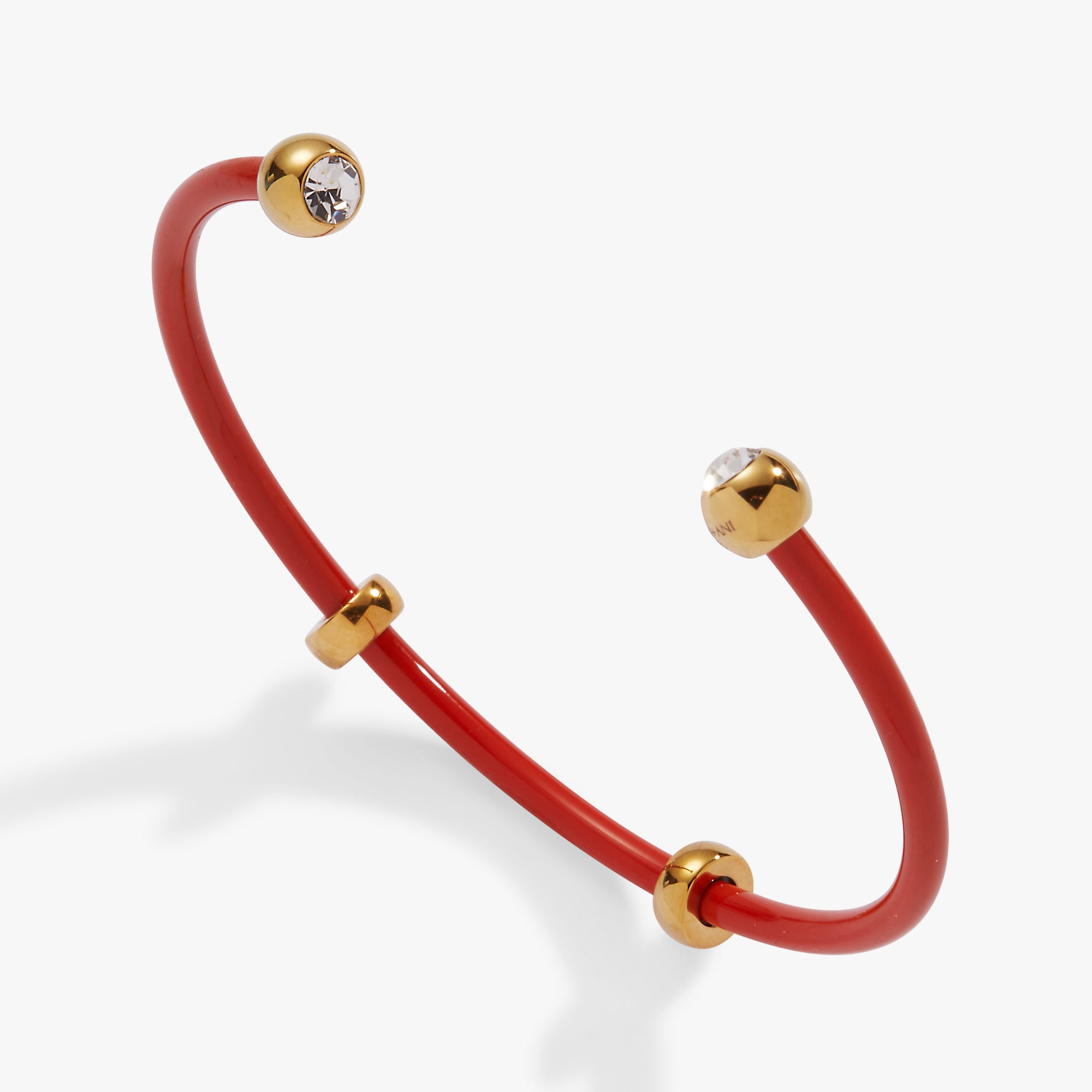 Bezel Stone Enamel Cuff Bracelet - Coral Red Handmade Jewelry for Women | Perfect for Parties, Weddings & Special Occasions