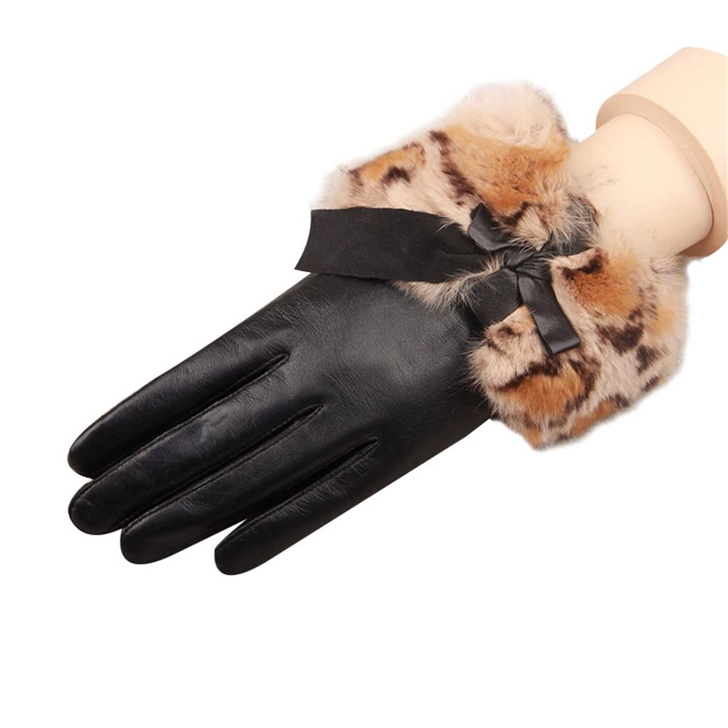 Fashionable Women's Winter Gloves - Warm Thick Leather Elegant Mittens for Ladies (Black, Size M) - Perfect for Cold Weather, Outdoor Activities & Daily Use
