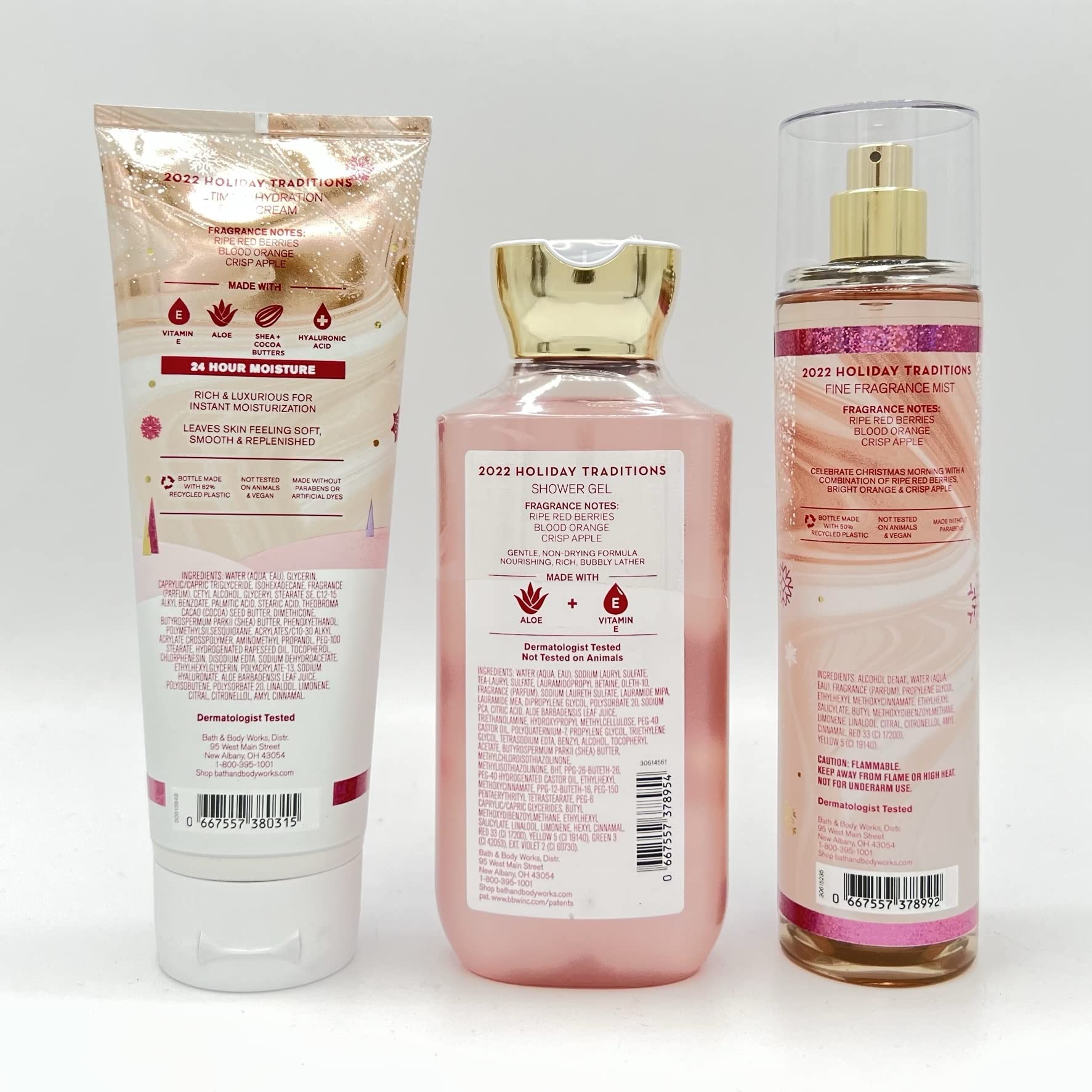 Bright Christmas Morning Bath & Body 3-Piece Gift Set | Hydrating Body Cream, Shower Gel & Fragrance Mist for Women - Holiday Self Care & Gifting