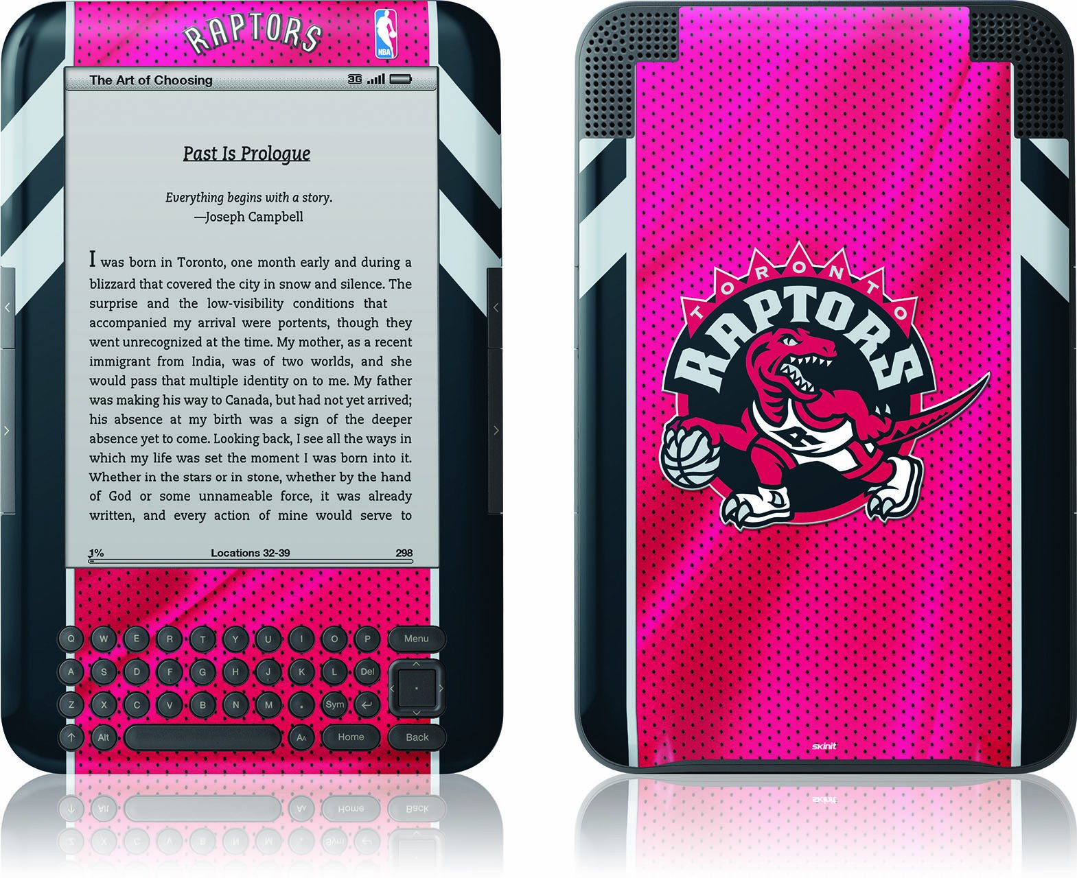 Skinit Custom Skin for Kindle Keyboard - Toronto Raptors Design | Protective Cover for E-Reader | Perfect for Travel, Work & Home Use