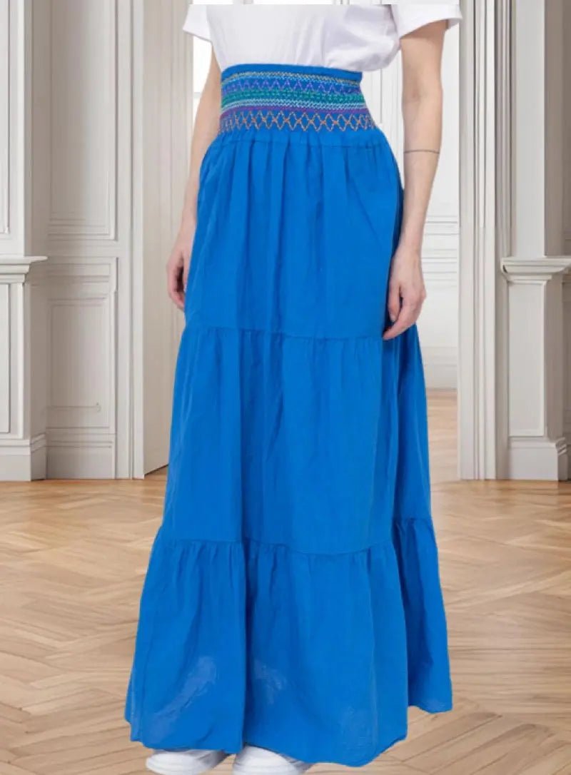 Anita Extra Long Blue Bustier Dress - Elegant Corset Top for Evening Wear, Prom, and Special Occasions