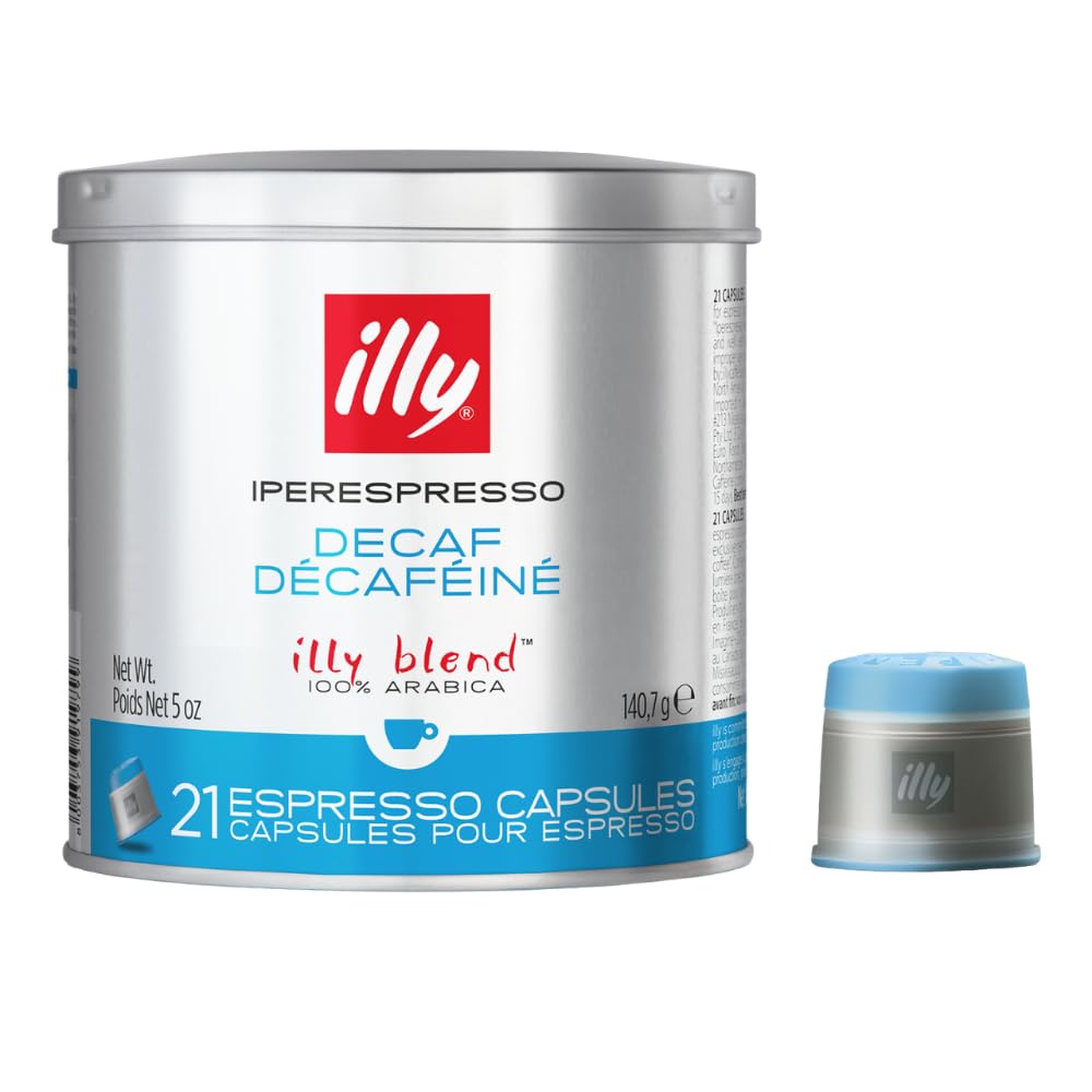 illy iperEspresso Coffee Capsules - Classico Decaf Single Origin Coffee Pods with Caramel Notes (21 Count) - Compatible with iperEspresso Machines | Perfect for Home Brewing, Office Use & Gifts