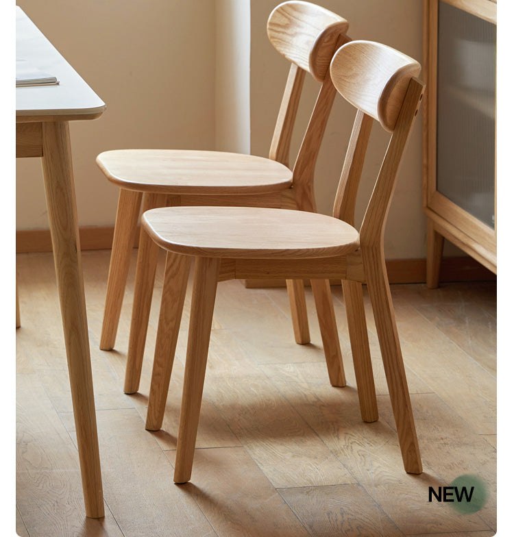 Solid Wood Dining Chair with Curved Backrest - Oak, Cherry, Beech Wood Options - Perfect for Kitchen, Dining Room & Restaurant Seating