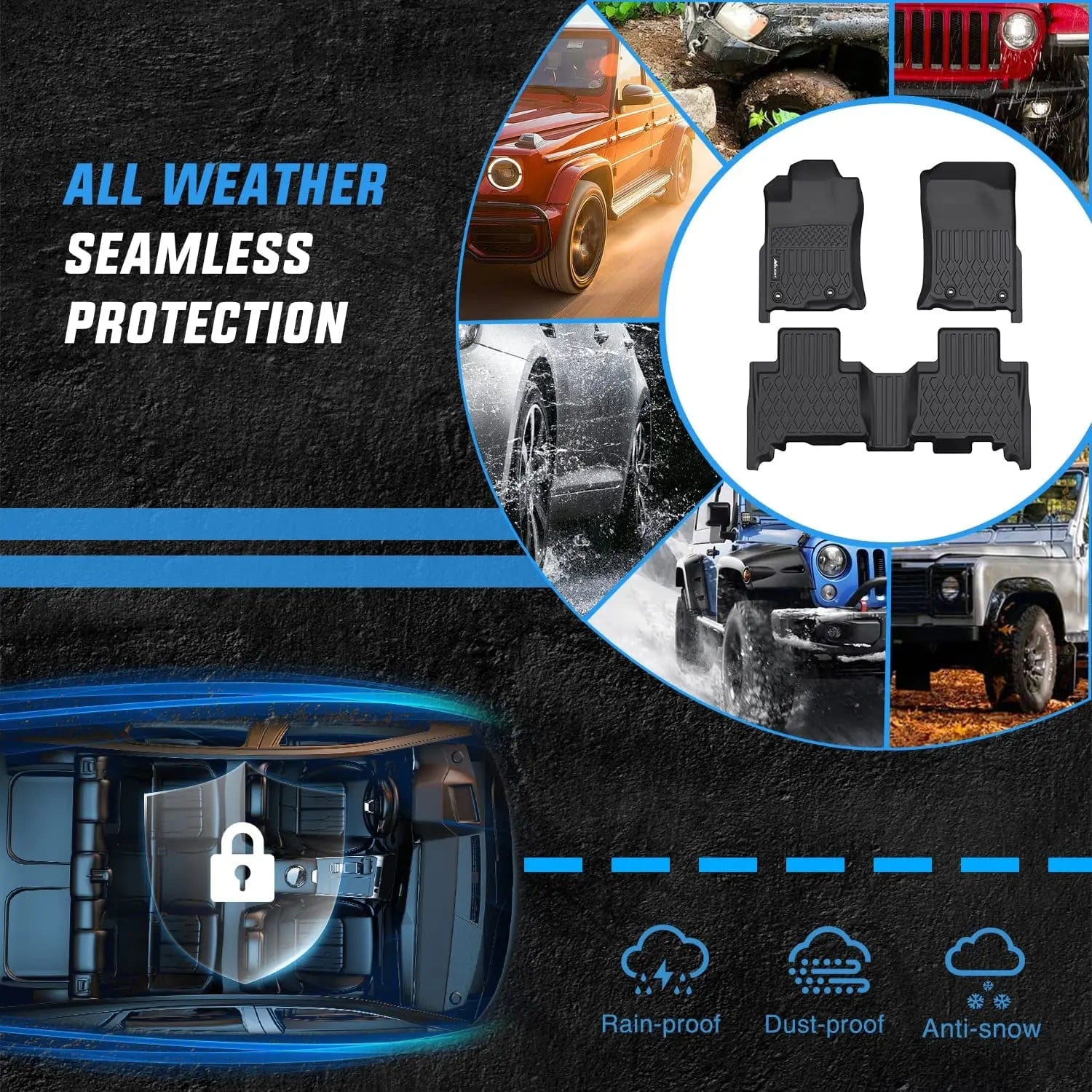 Premium TPE Floor Mats for Lexus GX460 (2014-2024) & Toyota 4Runner (2013-2023) - All-Weather Protection, Custom Fit, Easy to Clean - Perfect for Off-Roading, Camping, and Daily Driving