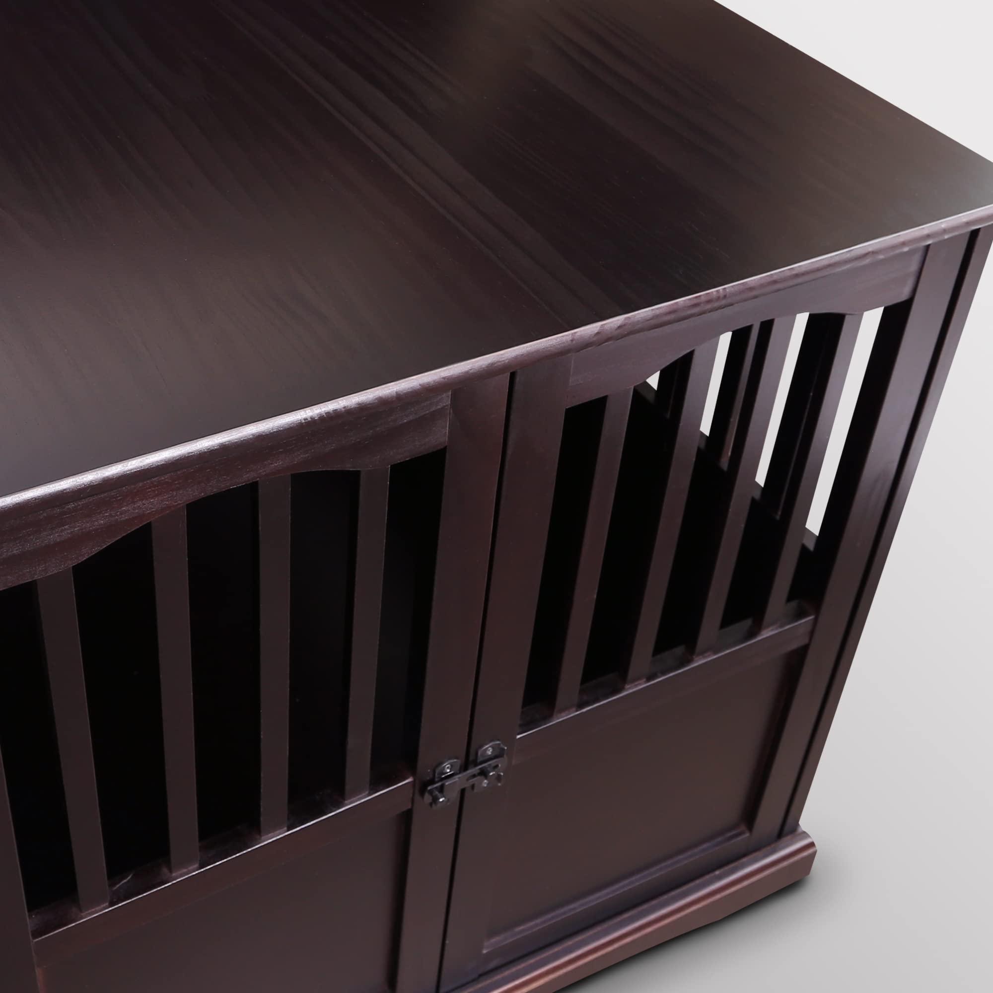 Extra Large Wooden Pet Crate & End Table in Espresso Finish - Stylish Furniture for Dogs & Cats - Perfect for Living Room, Bedroom or Office Decor