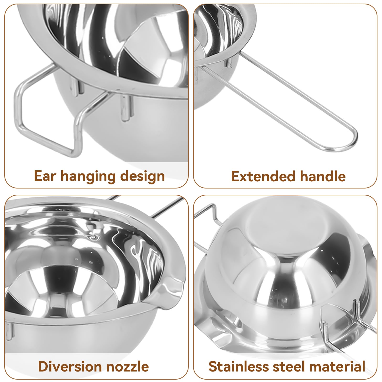 Premium Stainless Steel Double Boiler Pot for Chocolate & Candy Melting - Stovetop Safe Kitchen Essential for Baking, Desserts & DIY Treats