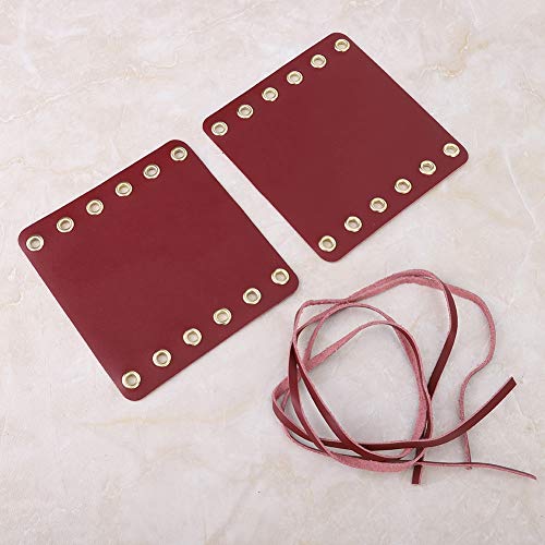 Red Leather Motorcycle Grip Covers 2Pcs with Strap, 4.33 x 4.53inch Handlebar Hand Grip Covers for Motorcycle Modification Accessories, Perfect for Cruiser, Sport, and Touring Bikes