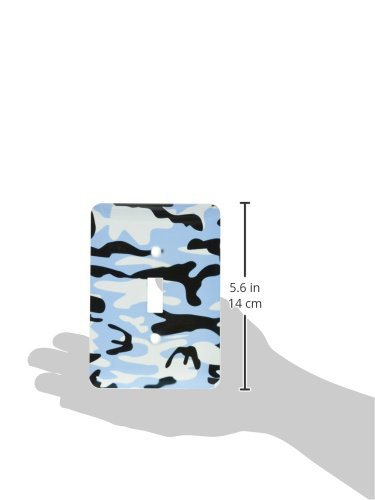 3D Rose Light Blue Camo Print Army Uniform Camouflage Pattern Light Switch Cover - Military Soldier Blend Texture for Boys Room, Man Cave & Home Decor