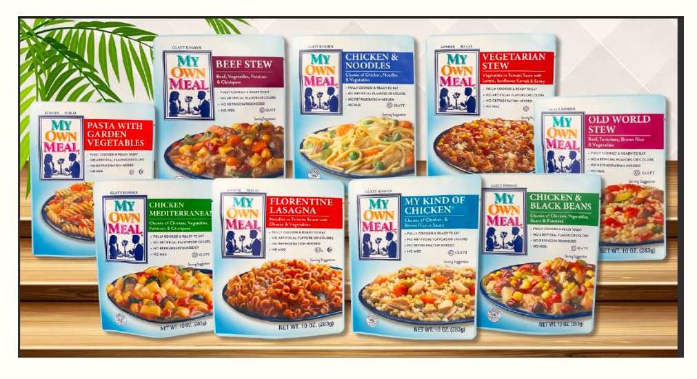 My Own Meal Kosher Shelf Stable Variety Pack - Ready-to-Eat Meals for Camping, Emergencies & Travel - Gluten-Free & Non-Perishable Food Options