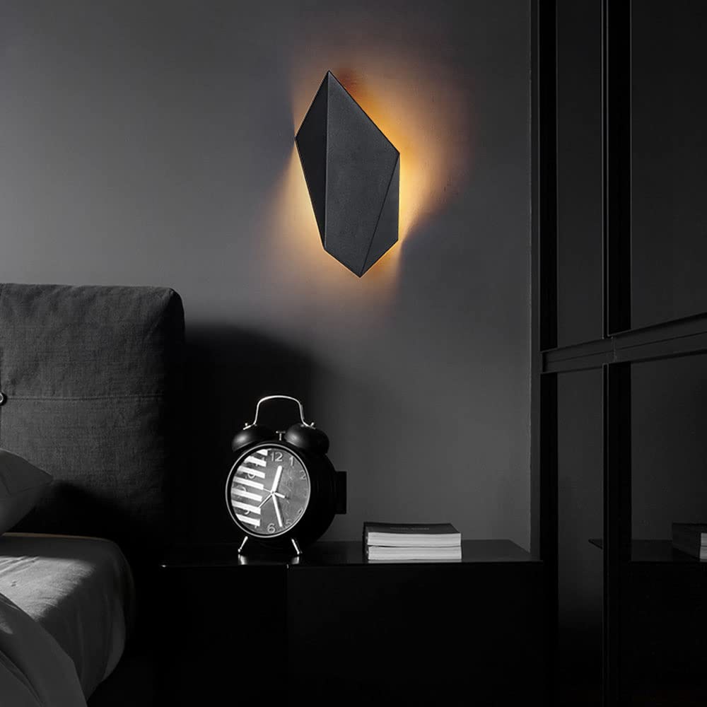 Modern Black LED Wall Sconce - 7W Irregular Indoor Wall Light Fixture, 4000K Warm White - Perfect for Hallway, Bedroom, Living Room & Staircase Lighting