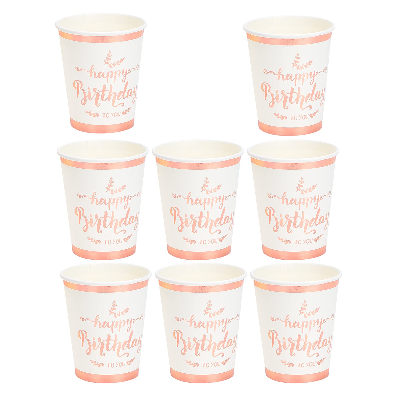 Eco-Friendly Rose Gold Birthday Party Plates & Cups Set - Biodegradable Paper Disposable Tableware for Birthday, Wedding, Baby Shower & Special Events