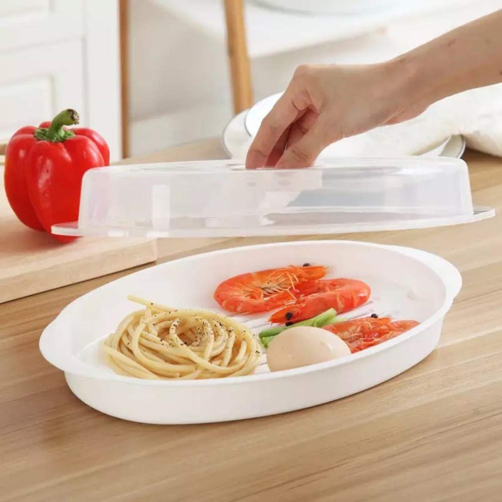 2-Piece Microwave Steamer Set with Lid - BPA-Free Food & Fish Steamer for Healthy Cooking - Perfect for Vegetables, Seafood & Meal Prep