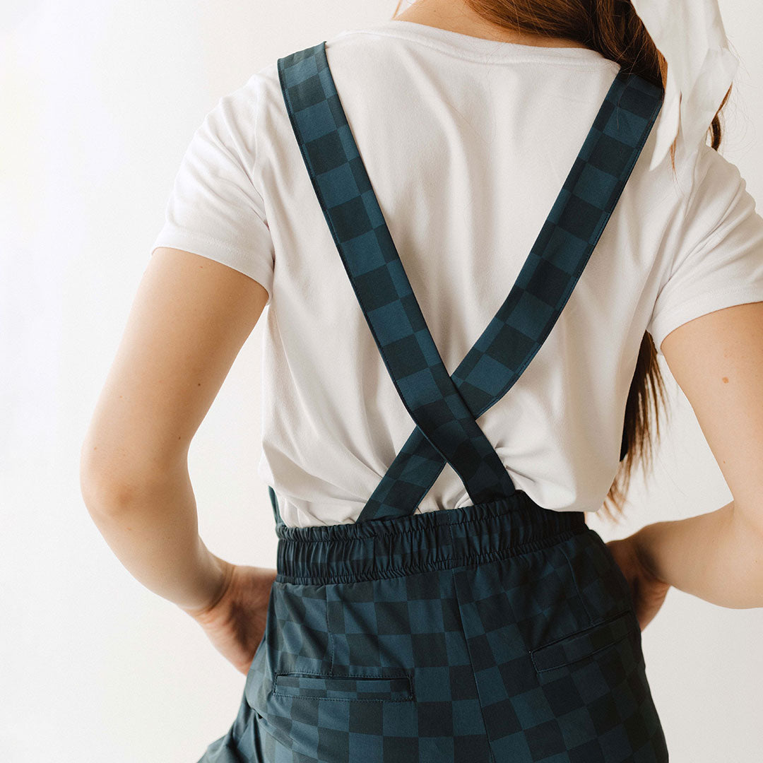 BYU Audrey Trouser Overalls for Women - Stylish Blue Check Denim Jumpsuit, Casual & Comfortable Overalls for Everyday Wear, Work or Outdoor Activities