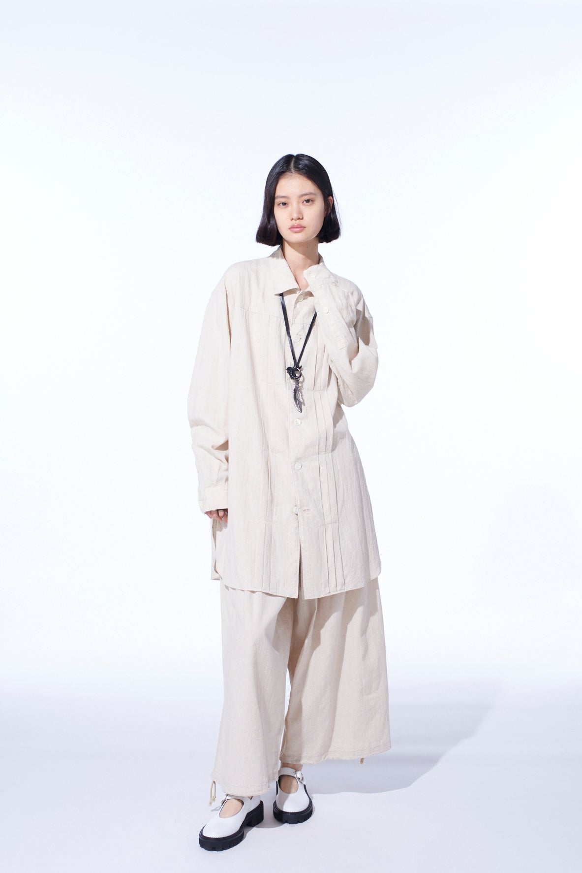 Premium Cotton Linen Poplin Pleated Oversized Shirt for Women - Comfortable & Stylish Casual Wear for Work, Travel & Everyday Outfits
