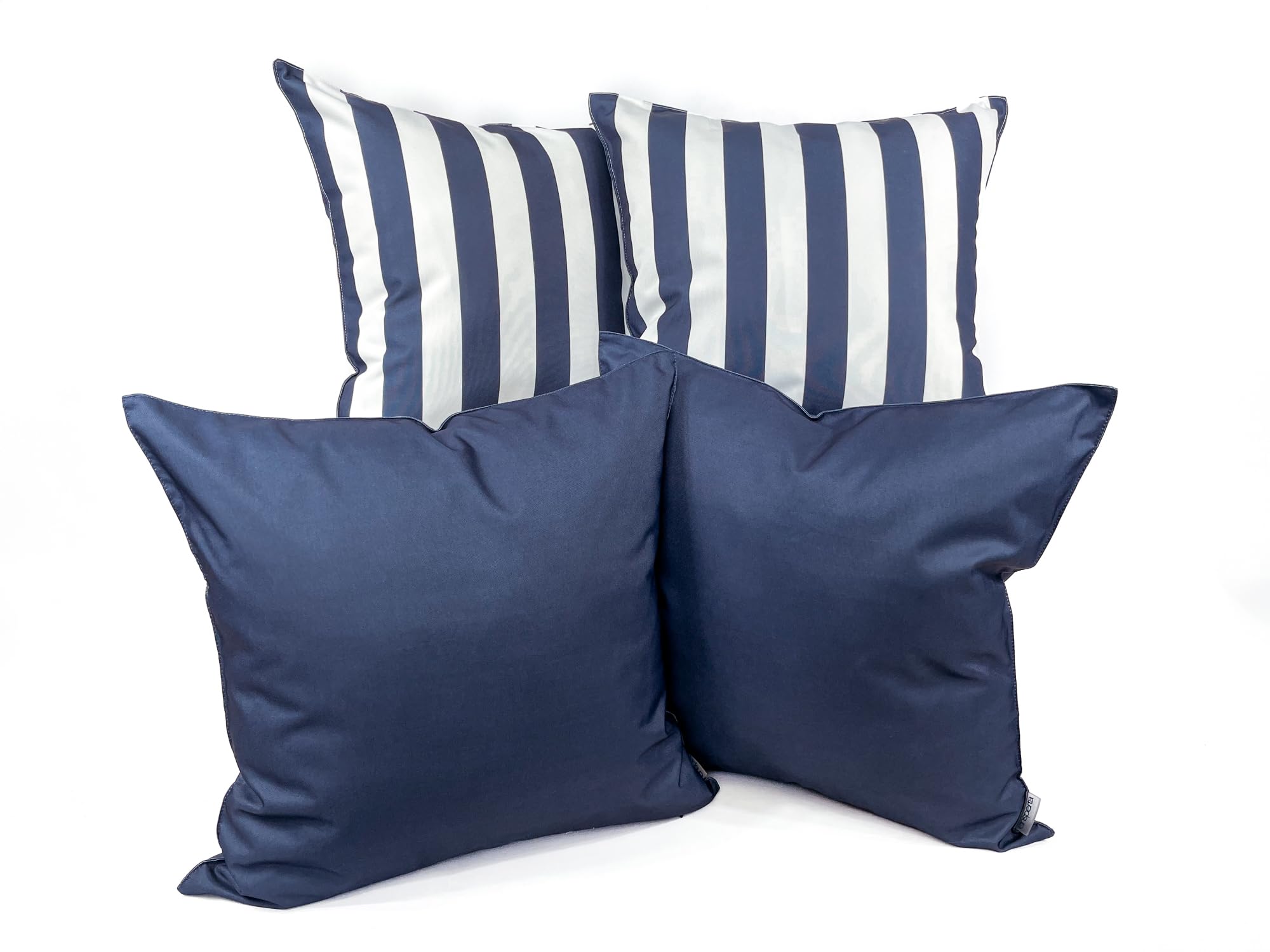2 Pack Waterproof Navy Blue Striped Outdoor Throw Pillow Covers 20x20 Inch - Decorative Square Cushion Covers for Patio Furniture, Sofa & Garden (Polar Night Design) - Perfect for Outdoor Decor, Backyard & Poolside Relaxation