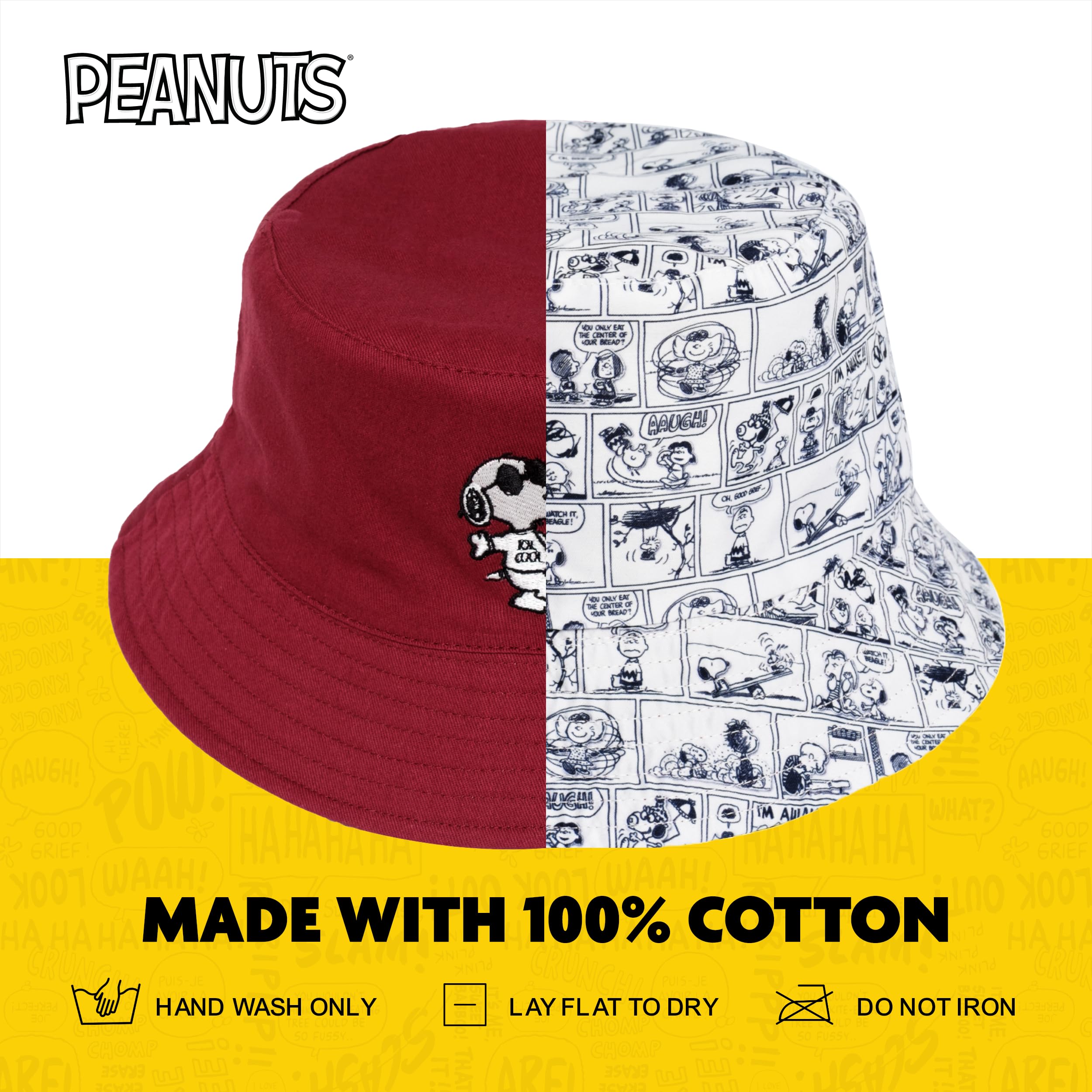 Concept One Women's Peanuts Snoopy Sleeping Denim Bucket Hat - Cute Casual Sun Hat for Outdoor Activities, Beach, Park & Summer Fashion