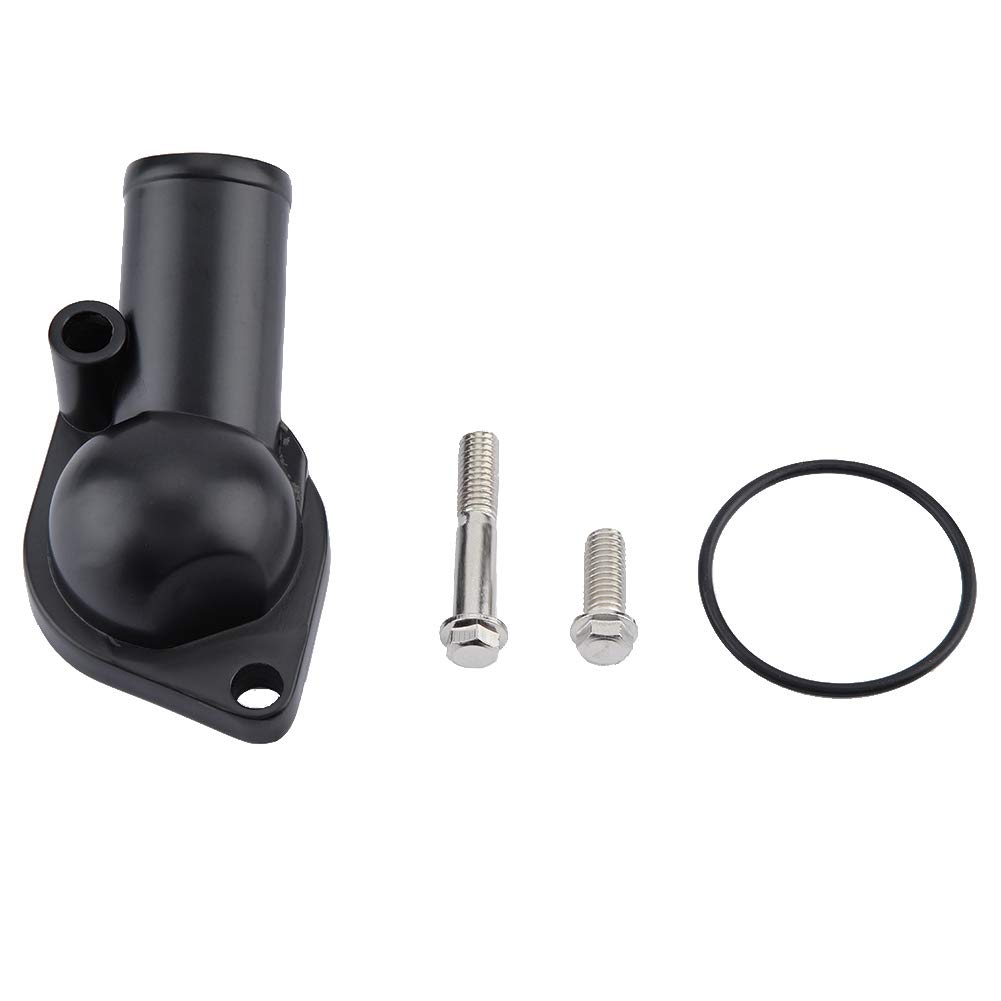SBC Thermostat Housing 15° Black Water Neck for Small Block & Big Block Chevy 265 283 305 327 Engines - High Performance Cooling System Upgrade for Classic Cars & Hot Rods
