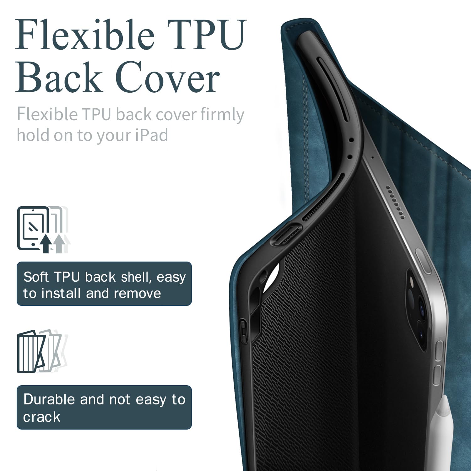 Premium PU Leather iPad Pro 11 Inch Case (2022/2021/2020/2018 Models) with Apple Pencil Holder & Auto Sleep/Wake - Protective Cover for iPad Pro 11