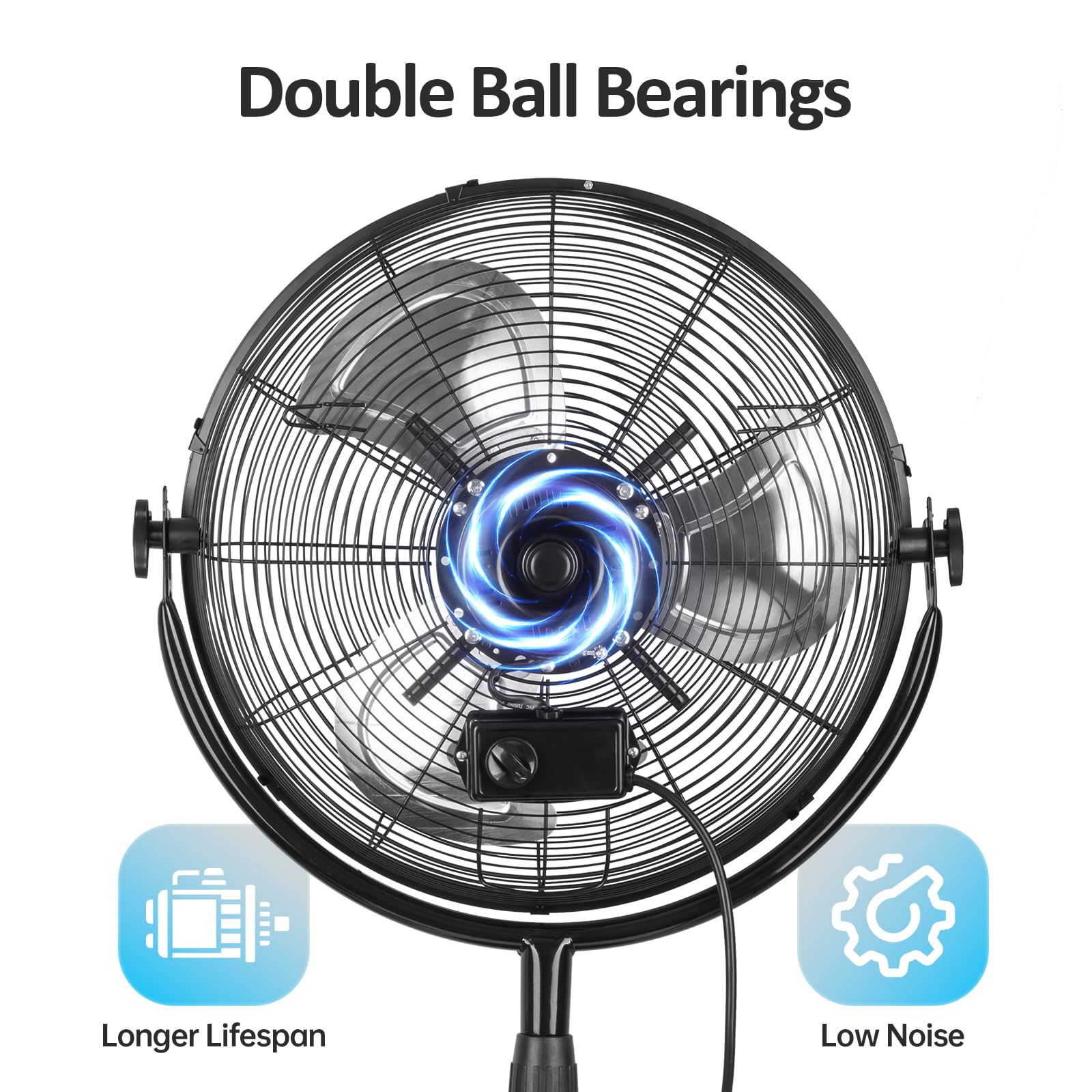 BEESTAR 18 Inch Heavy Duty High Velocity Pedestal Fan - Adjustable Height & Tilt, 3-Speed Metal Industrial Standing Fan for Warehouse, Workshop, Office, Home & Greenhouse Use - Black