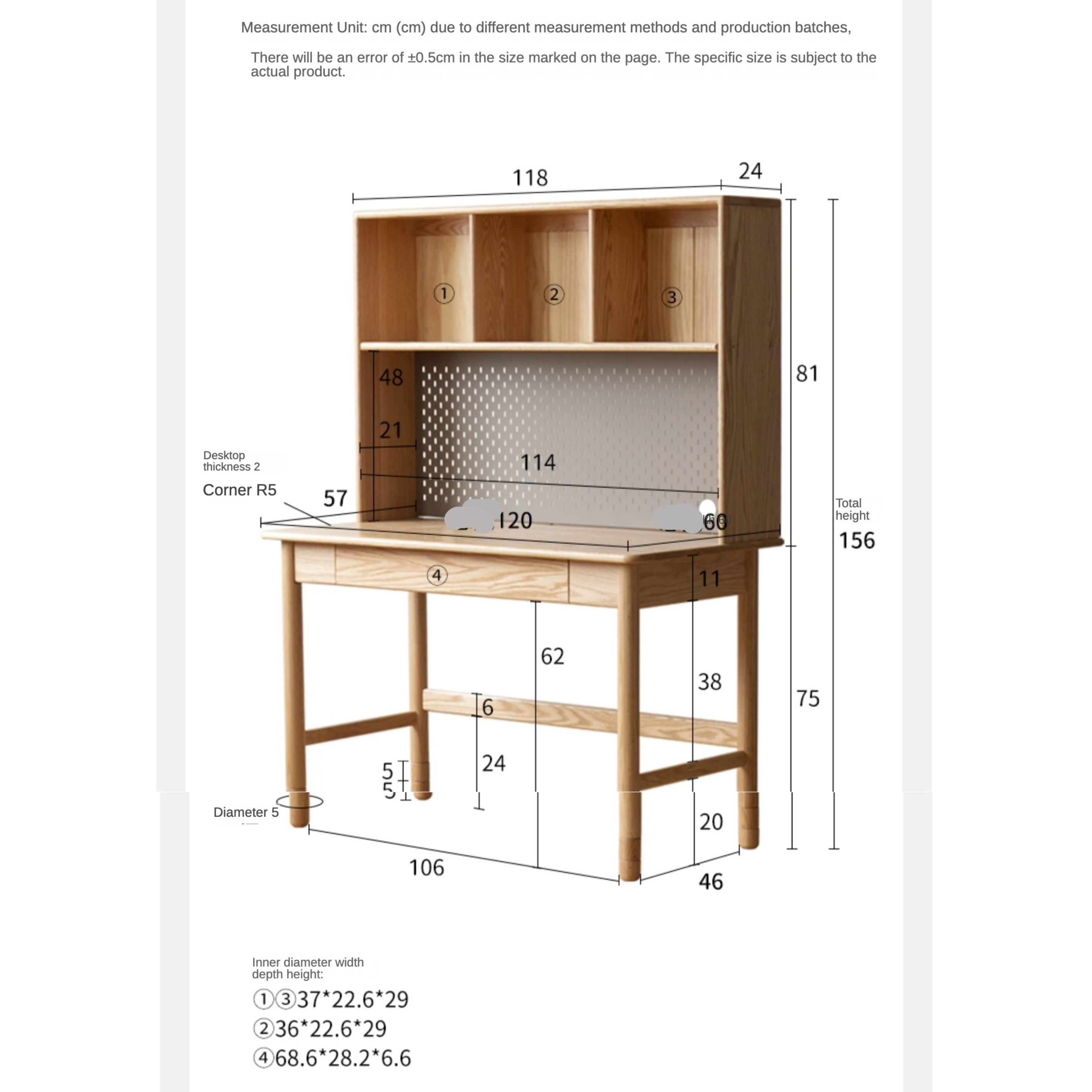 Solid Oak Wood Adjustable Height Kids Study Desk with Bookshelf - Perfect for Homework, Reading & Organizing in Bedroom or Playroom