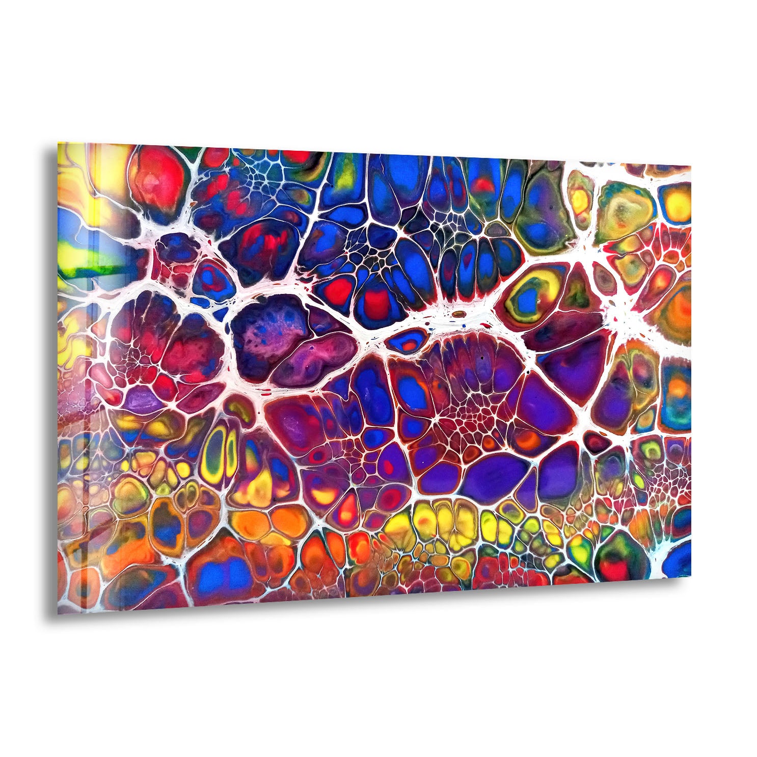 Vibrant Abstract Glass Wall Art – Colorful Fractal Design for Modern Home & Office Decor | Perfect for Living Room, Bedroom, or Office Spaces