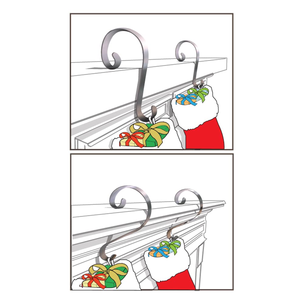 Holly Embossed Stocking Hanger 2-Pack - Oil-Rubbed Bronze for Christmas Mantel Decor