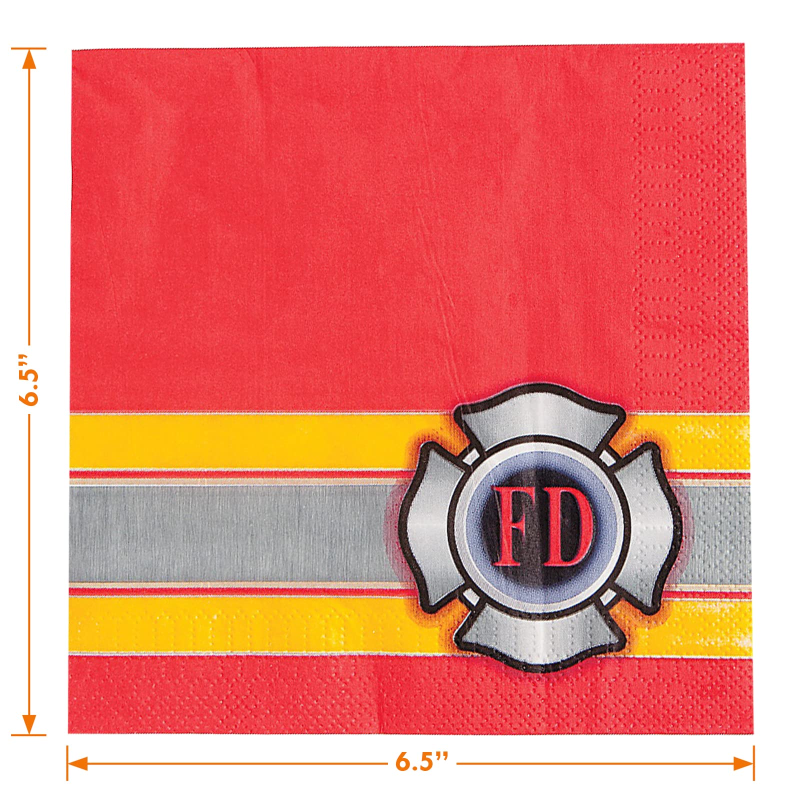 Firefighter Party Supplies Set - 16 Fireman Chief Helmet Paper Plates & Luncheon Napkins for Birthday, Baby Shower & Themed Events - HOME & HOOPLA