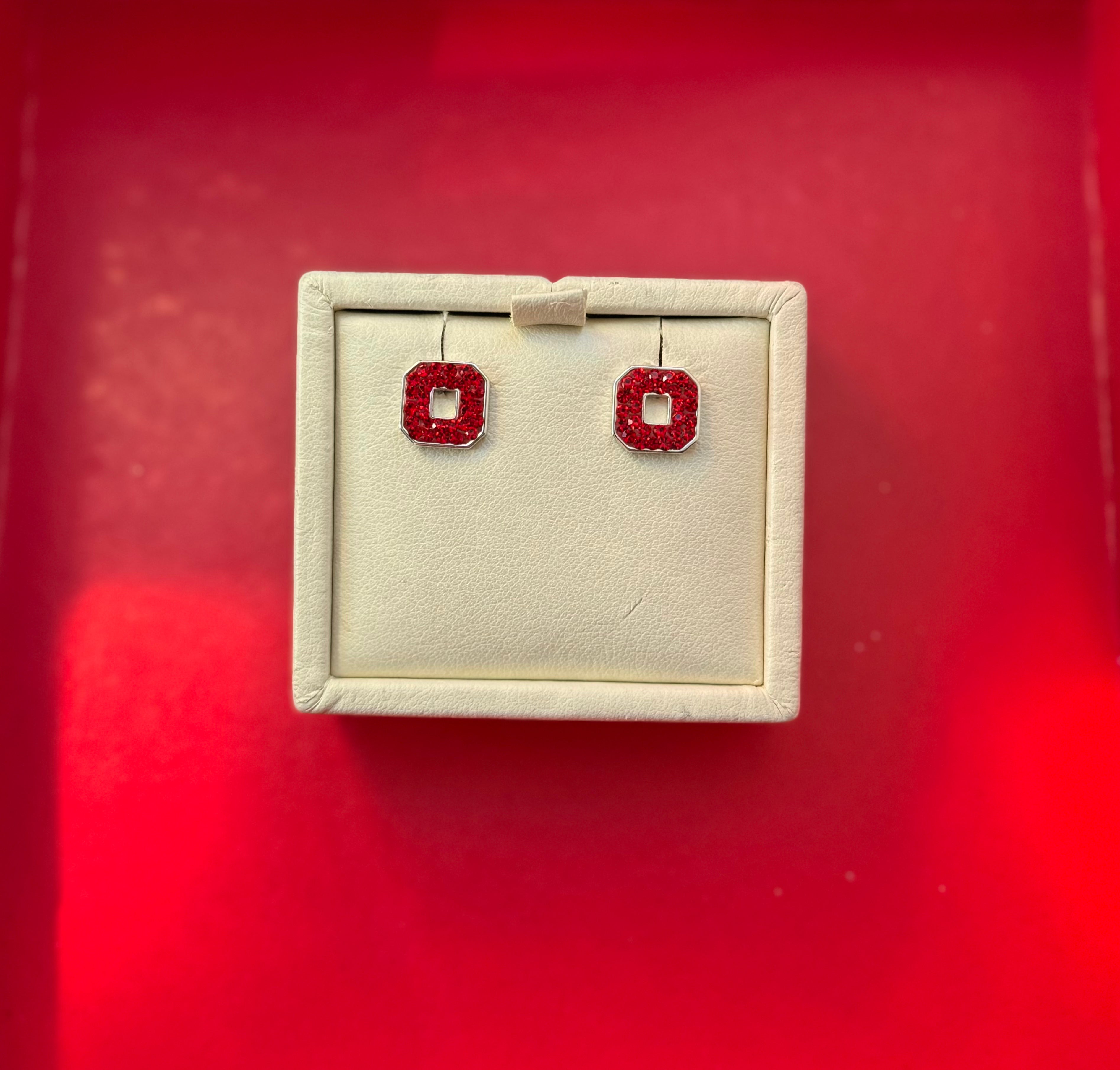 College Spirit Block O Stud Earrings - Ohio State University OSU Alumni Gifts for Women - Perfect for Game Day, Graduation & School Pride Accessories