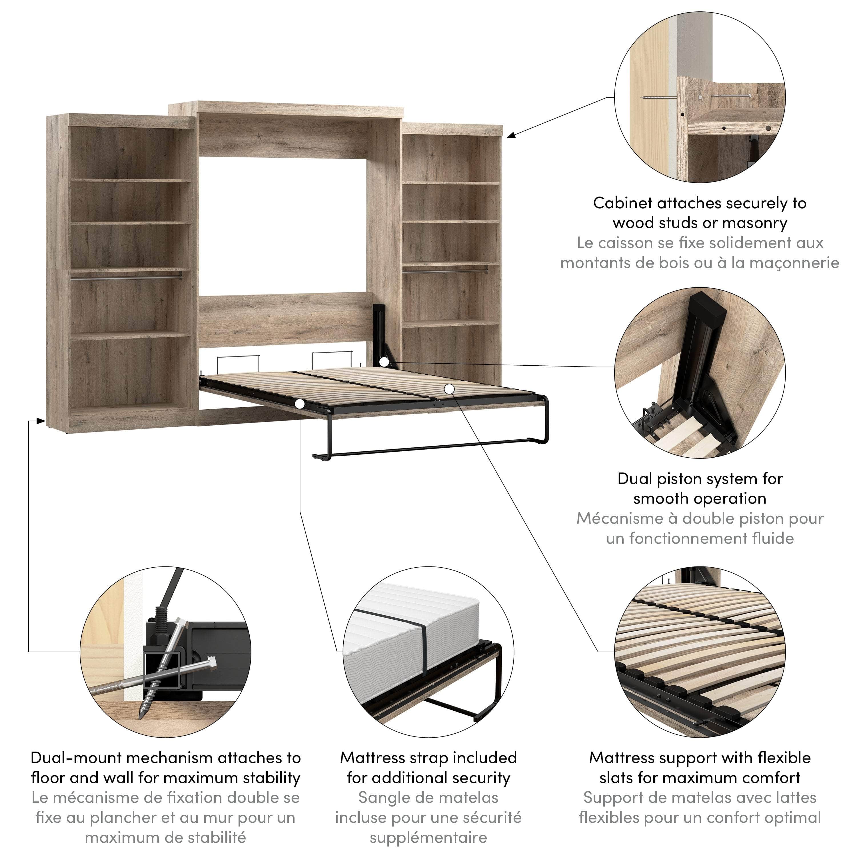 Pur Queen Murphy Wall Bed with 2 Storage Units - 136