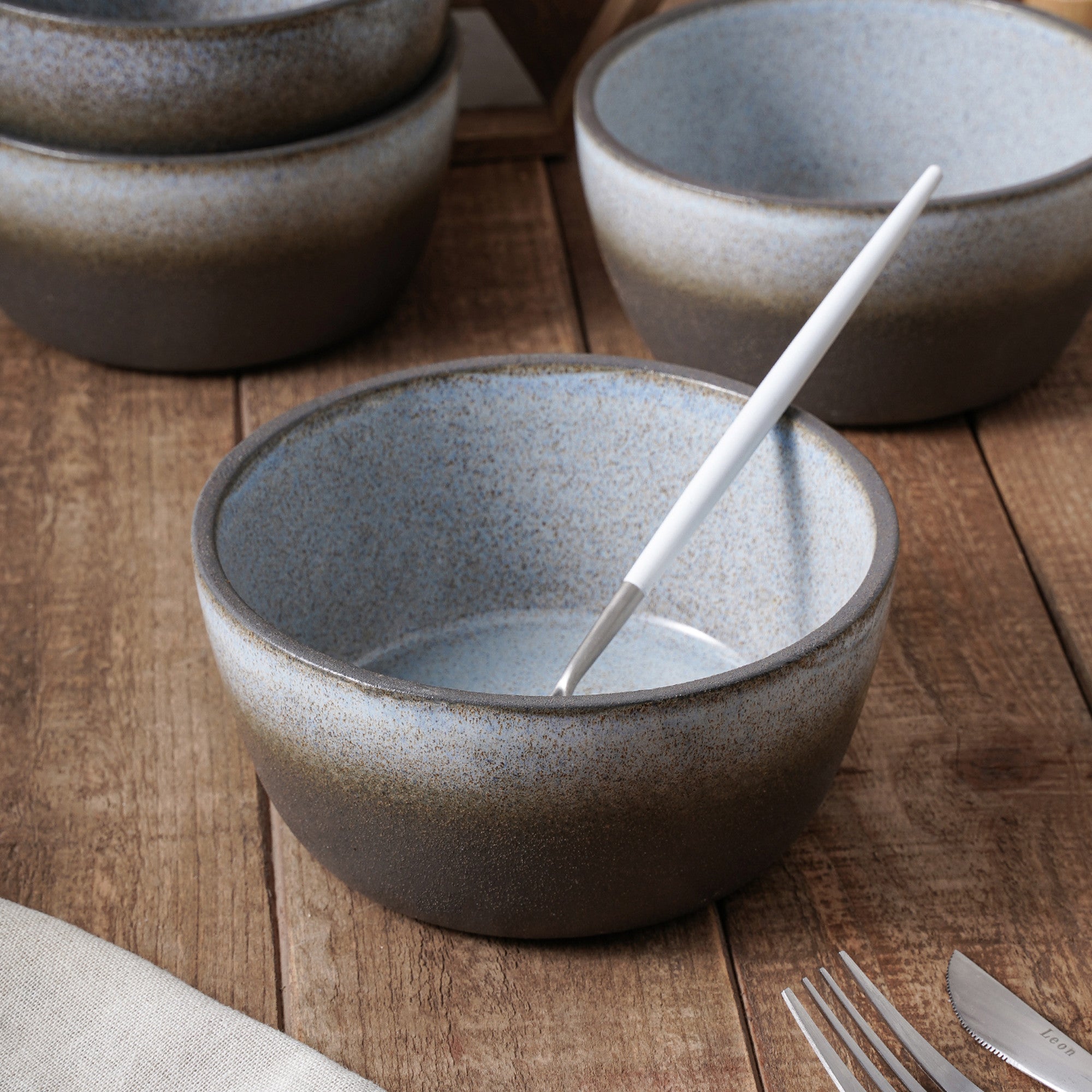 Vince Stoneware Bowl Set - Gray, Green & Blue Handmade Ceramic Bowls for Soup, Salad & Serving | Perfect for Dining, Entertaining & Kitchen Decor
