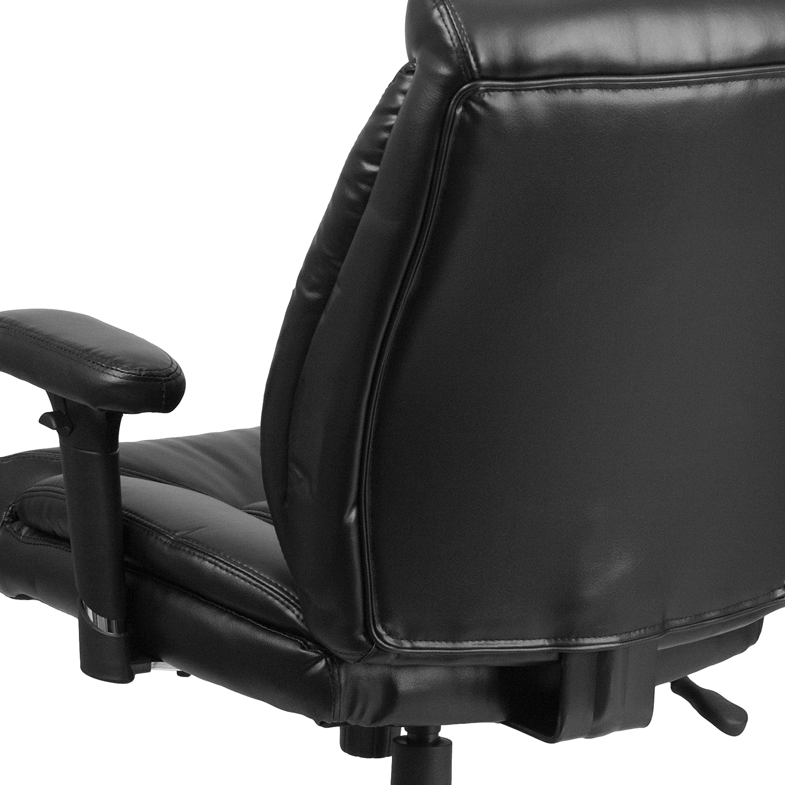 400 lb. Heavy Duty Big & Tall Mid-Back Black Tufted LeatherSoft Ergonomic Office Chair with Lumbar Support - Perfect for Home Office, Gaming & Executive Workspaces