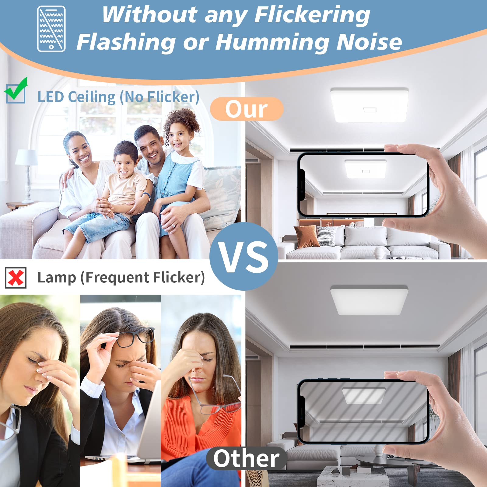 2-Pack LED Flush Mount Ceiling Light Fixture - 24W 2050LM Square Light 5000K Daylight White - IP44 Waterproof for Bedroom, Kitchen, Hallway, Balcony & Living Room - Modern Energy Saving Lighting Solution for Home & Office Spaces