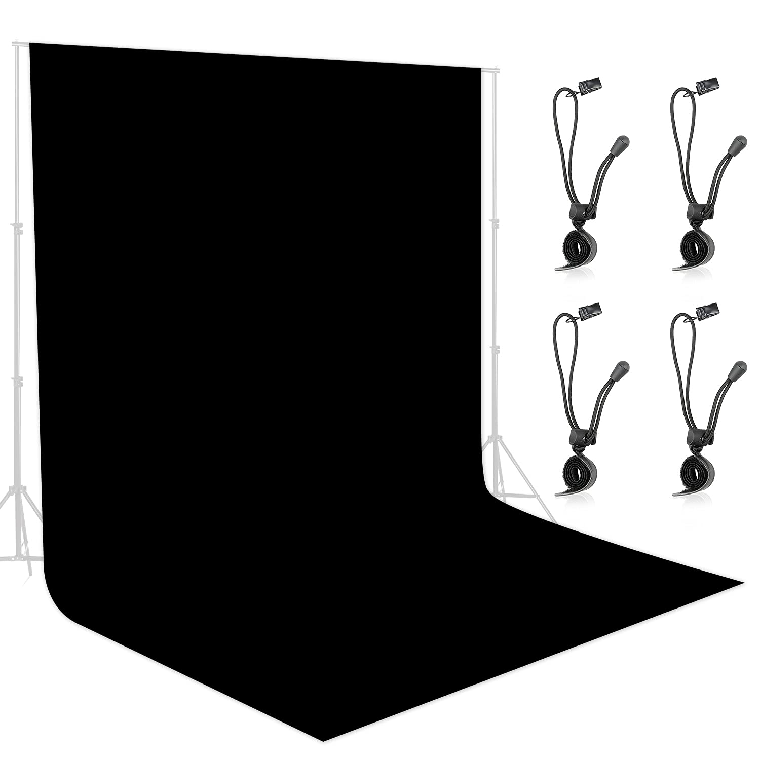 10x10 ft Black Photo Backdrop - Wrinkle-Resistant Polyester Fabric Chromakey Green Screen Background with 4 Backdrop Clips - Perfect for Photography, Video Shooting, YouTube Studio & Live Streaming