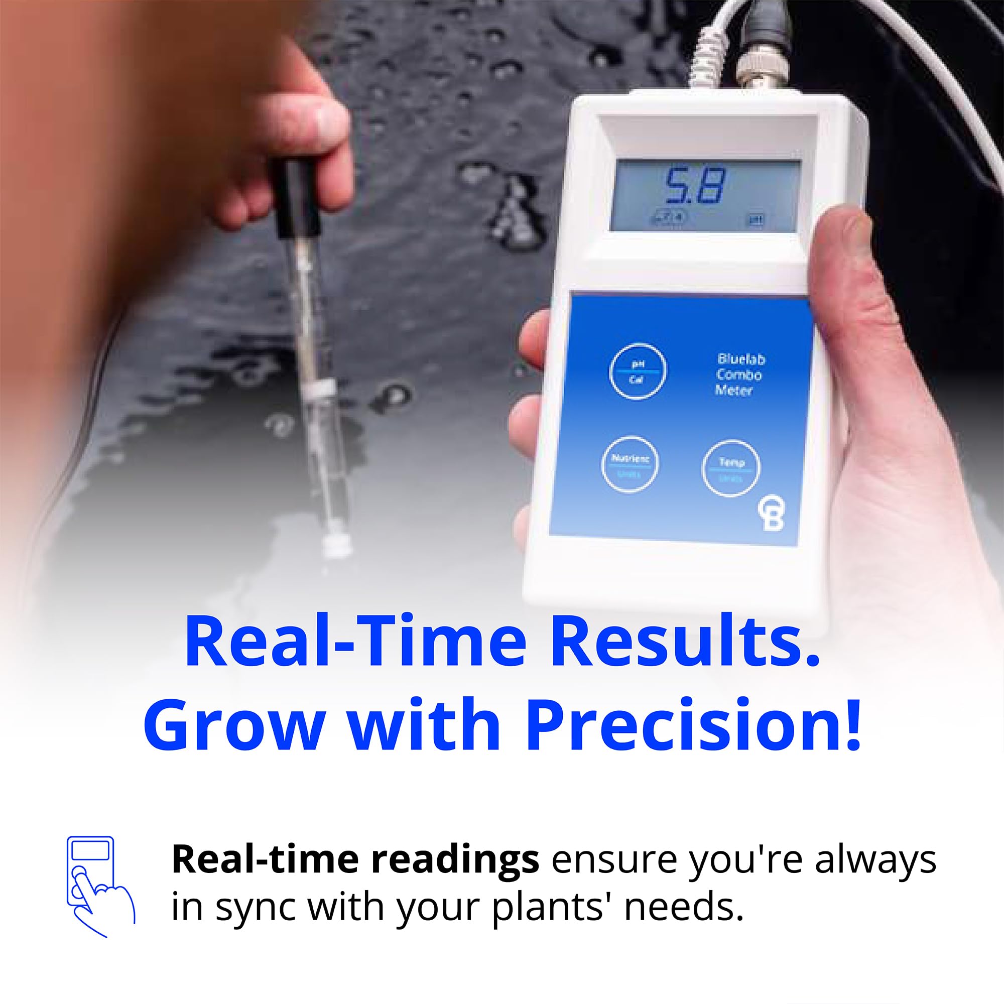 Bluelab METCOM Digital pH, Temperature & Conductivity Meter - Easy Calibration EC/TDS/PPM Tester for Hydroponics, Aquariums & Indoor Plants | Water Quality Testing for Home Gardening & Greenhouse Use
