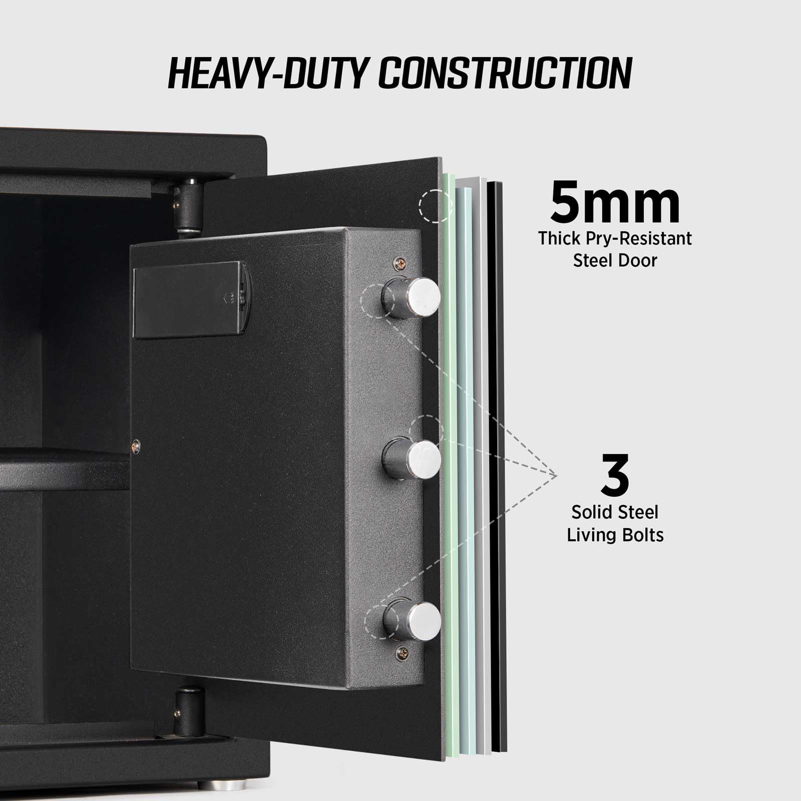 Digital Keypad Lock Box - 1.3 Cubic Feet Small Security Safe for Money, Jewelry, Documents & Guns | Fireproof Home & Office Safe with Removable Shelf | Ideal for Hotels, Businesses & Personal Storage (Black)
