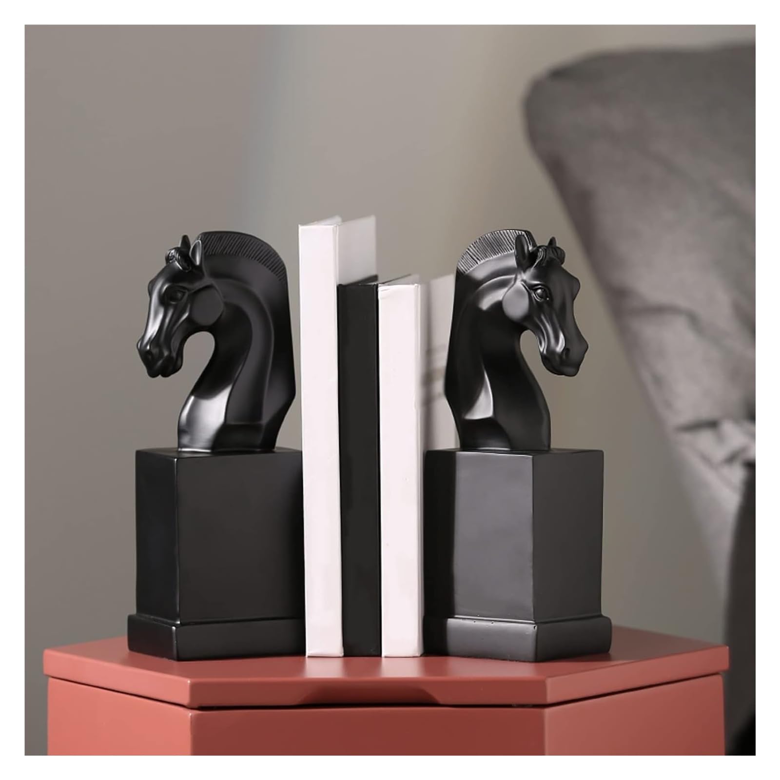 Stylish Resin Bookends for Shelves - Non-Skid Heavy Duty Book Supports, Office & Home Decor Book Stoppers - Perfect for Organizing Books, Cookbooks & Display Items