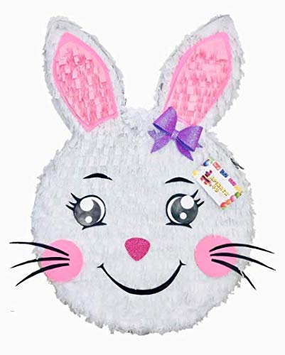 Easter Bunny Head Pinata with Pink Ears - APINATA4U Rabbit Pinata for Easter Party Supplies | Easter Decorations, Birthday Party Favors, Spring Celebration Decor