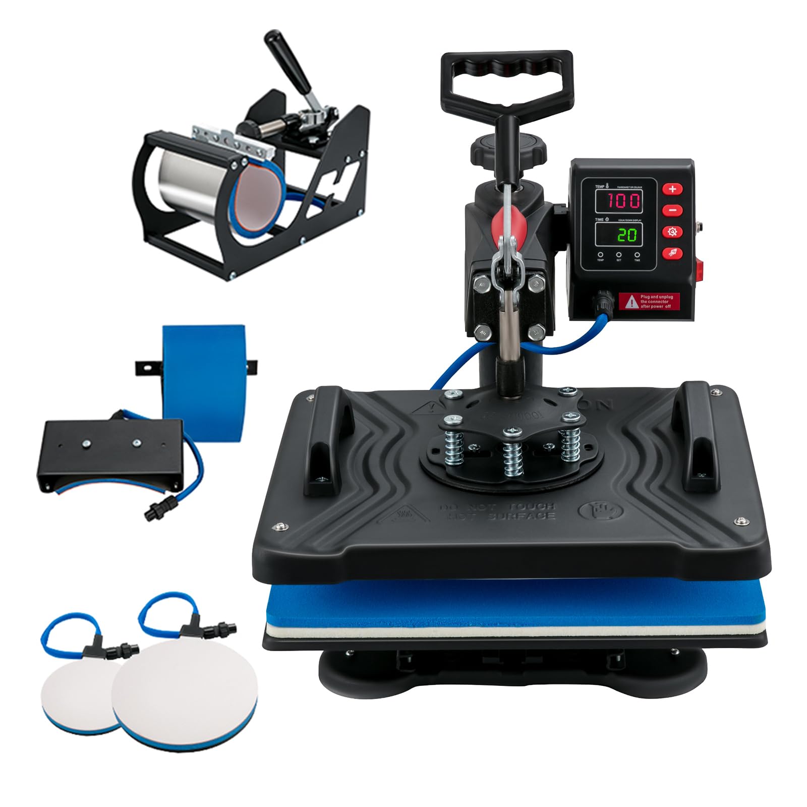 VEVOR 5-in-1 Professional Heat Press Machine 12x15 Inch for T-Shirts, 6x3 Inch Hat Press & 11oz Mug Press - Multi-Purpose Heat Transfer Machine for DIY T-Shirt Printing, Custom Hats, Mugs & Cups - Perfect for Home Business, Craft Projects & Personalized Gifts
