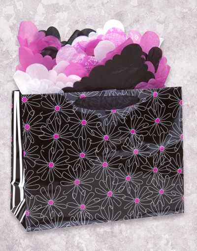 Elegant Daisy Print Gift Bags for Birthdays, Weddings & Parties - Premium Glamour Gift Bags for Women, Bridal Showers & Special Occasions